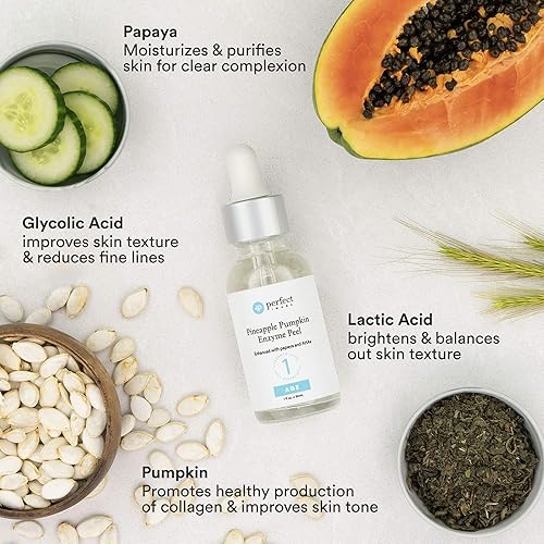 Miniatura 3 de Piña calabaza enzima piel cáscara 1 oz  mejorada con extracto de papaya y alfa hidroxiácidos (exfoliación química profesional)