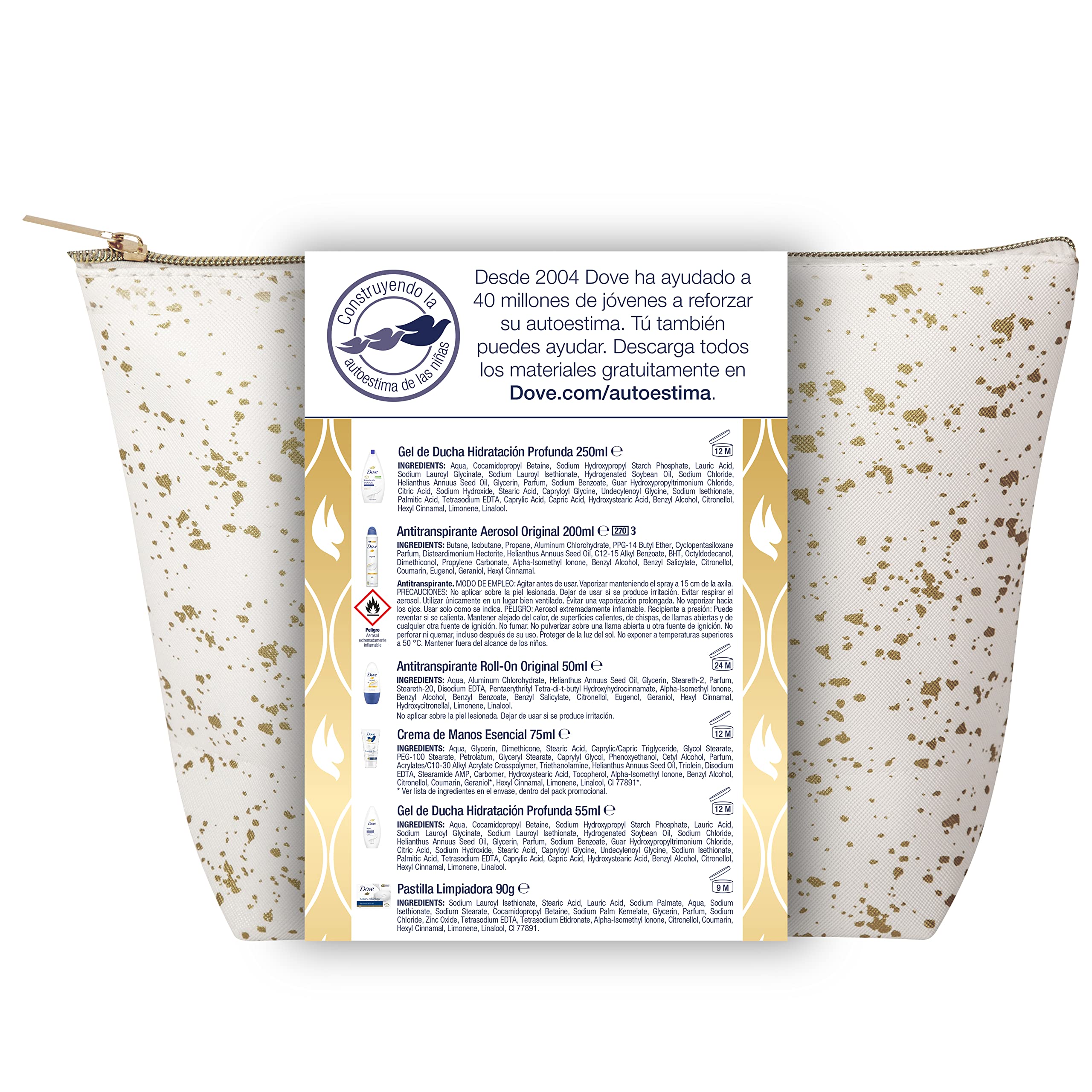 Dove Neceser Regalo Mujer Set de Baño con Bolsa de Aseo, Color Blanco