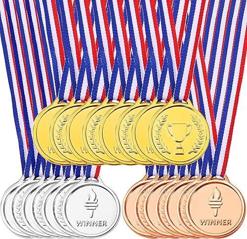 Pllieay Medallas ganadoras Medallas de oro de plata y bronce para decoración de fiestas y premios