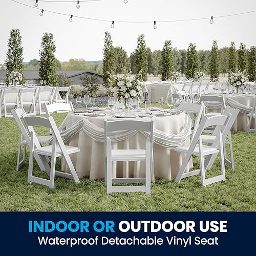 Miniatura 4 de Flash Furniture HERCULES Series - Silla plegable de madera blanca con asiento acolchado de vinilo