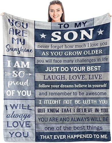 Regalos para hijo, manta de regalo de mamá o papá, ideas de regalo para hijo adulto, regalo de cumpleaños para hijo de mamá, regalos de