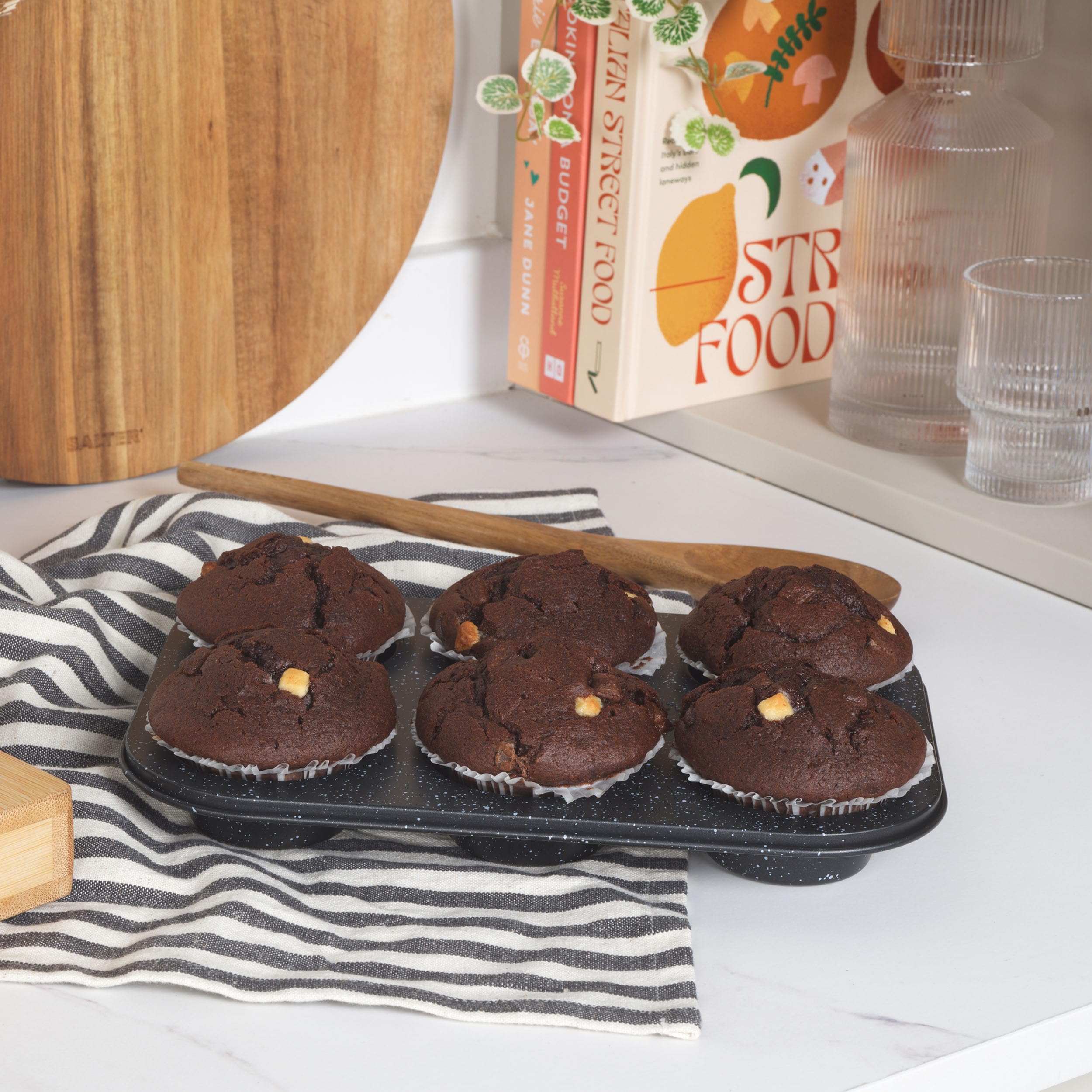 Salter BW07035BRMFOB Megastone Carbon Steel 6 Cup Muffin Pan, Baking Tray, Cake Tin, Non-Stick Coating, PFOA-Free, Oven Safe - Image 3