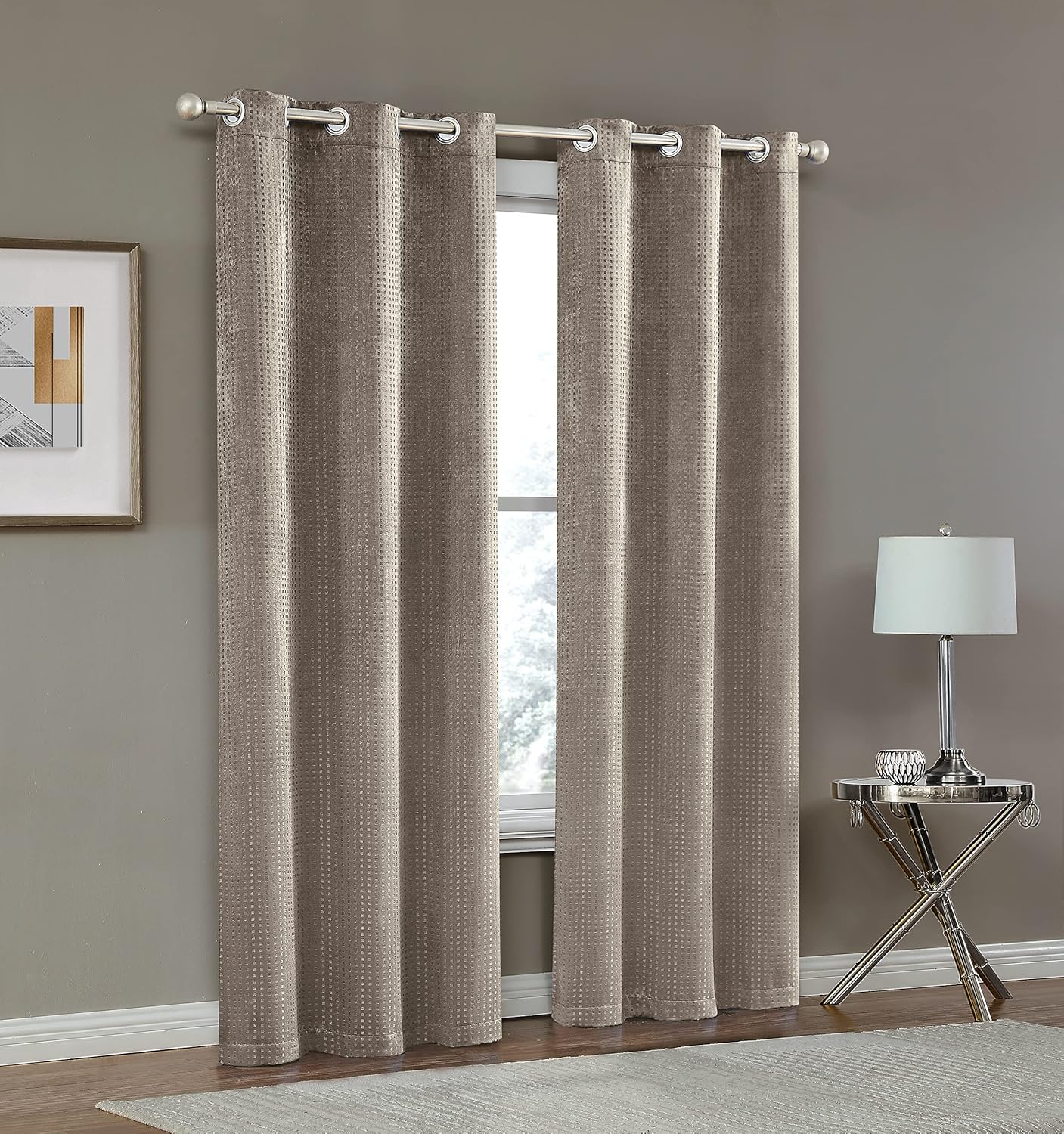 Pitch Black Solid Thermal Insulated Grommet Blackout Curtains/Drapes for Bedroom Window - Taupe 76" W x 84" L, Machine Washable Window Curtain Panels Bedroom Living Room - Ideal Blackout Solution