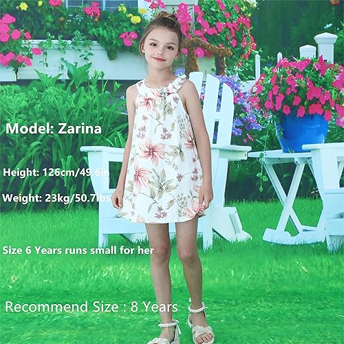 Miniatura 2 de Vestido hawaiano de verano para niñas, floral, cuello halter, hombros descubiertos, sin mangas, vestido de playa de 1 a 12 años