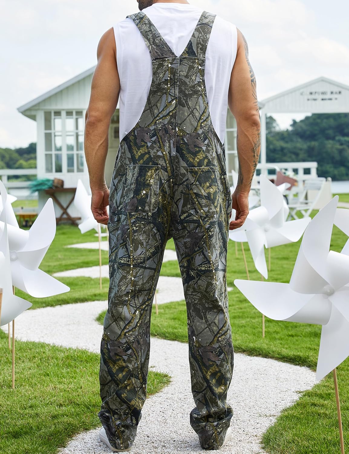 Bindefon Camo Overalls for Men Bib Coveralls Camouflage Printed Jumpsuits Work Pants Hunting Clothes - Image 2