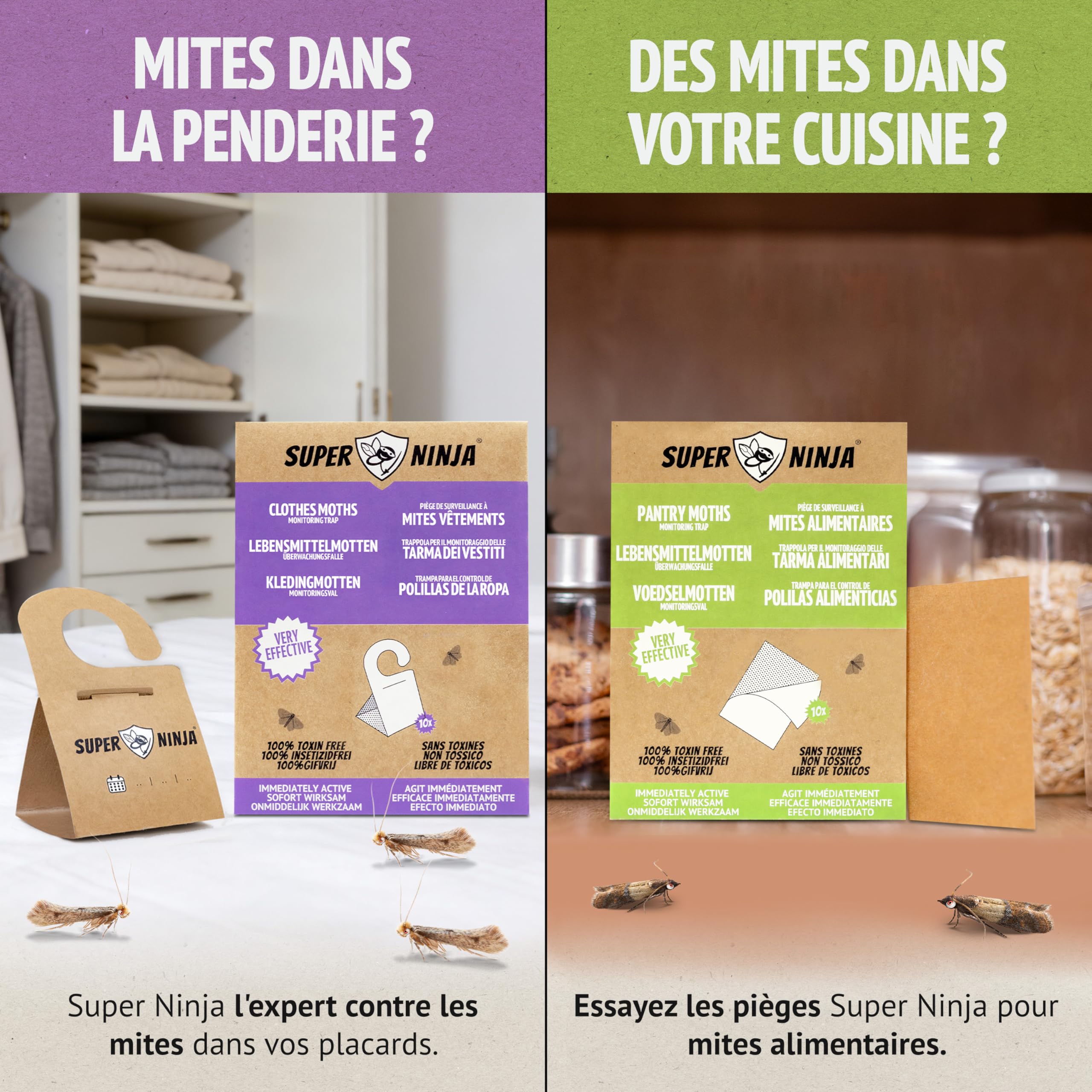Piège Anti-Mites Textiles Lot de 10 – Anti-Mites Vêtements Penderie – Piège à Phéromones Armoire