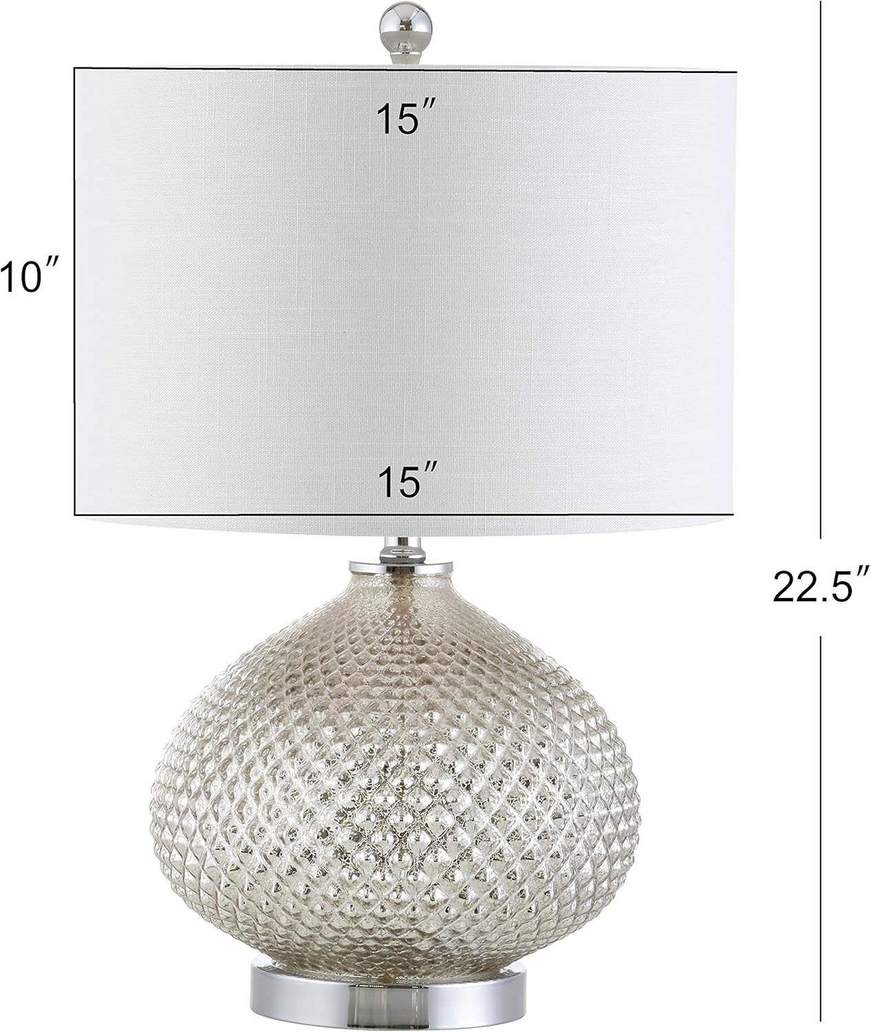 Best Cyber Monday 🔥 JONATHAN Y JYL1082A Ames 22.5 LED Glass Lamp Contemporay,Transitional for Bedroom, Living Room, Office, College Dorm, Coffee Table, Bookcase, Mercury Silver