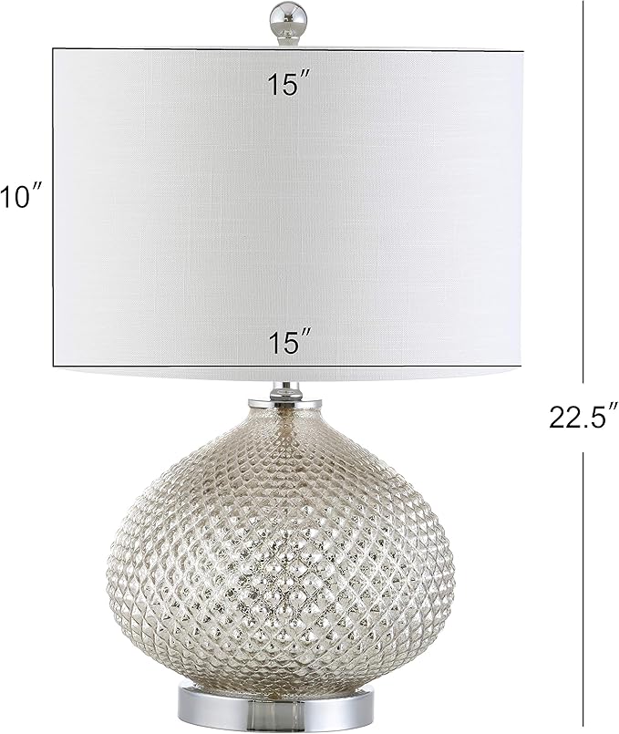 JONATHAN Y JONATHAN Y JYL1082A Ames 22.5" LED Glass Table Lamp Contemporary Transitional Bedside Desk Nightstand Lamp for Bedroom Living Room Office College Bookcase LED Bulb Included, Mercury Silver photo 3