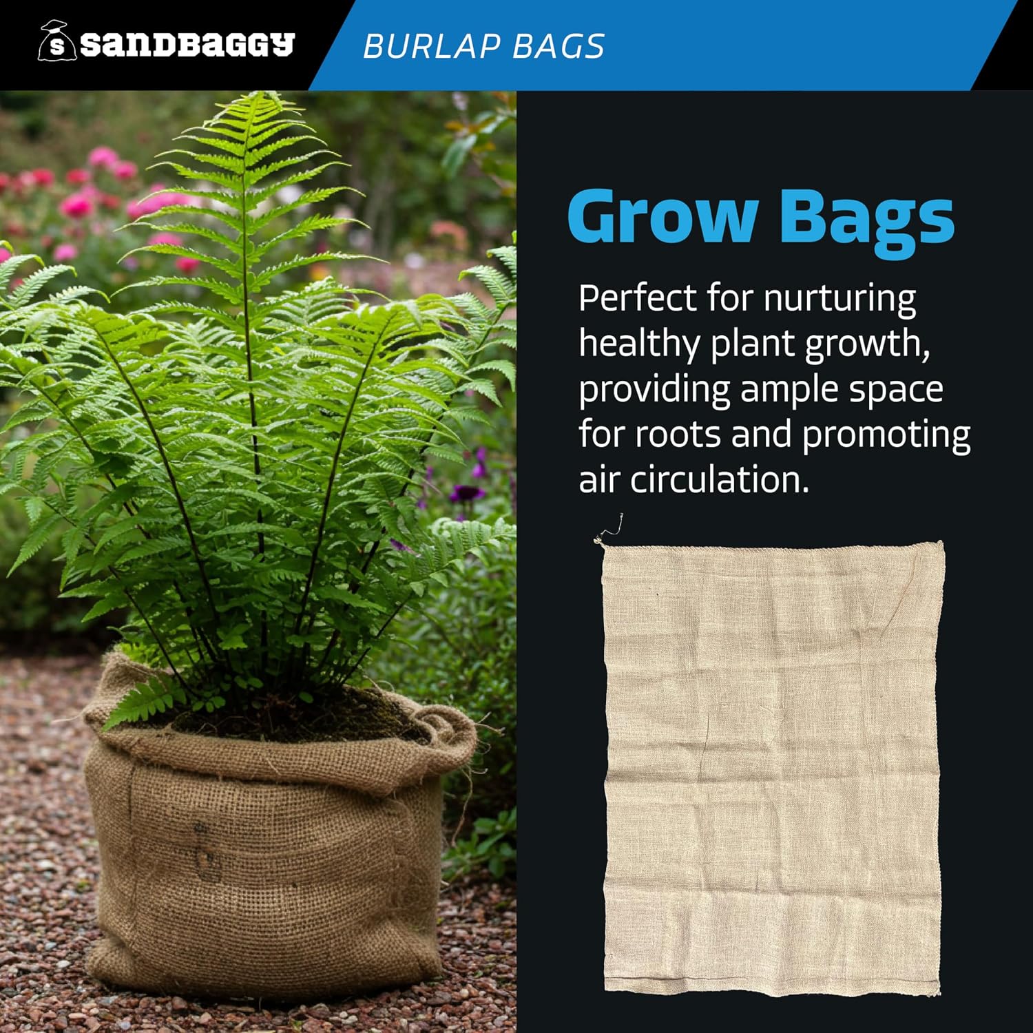 Sandbaggy 36" x 48" Extra Large Burlap Bags - Adult Potato Sack Racing Bags, Grow Bags, Plant Covers, Reusable Grocery Bags - Food Grade (50)