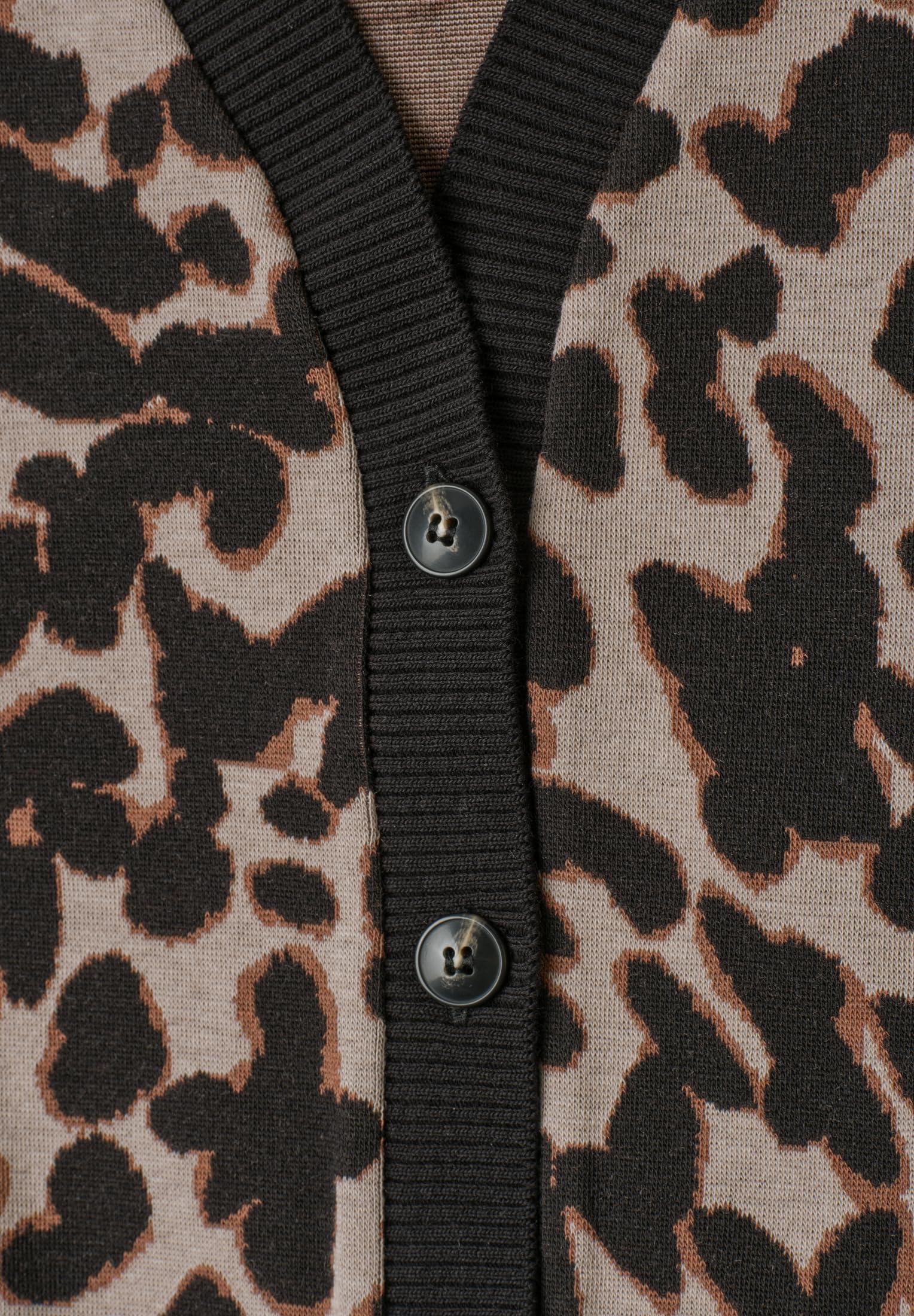 Street One Studio Damen Kurzarm Jacke im Strick-Look mit Print