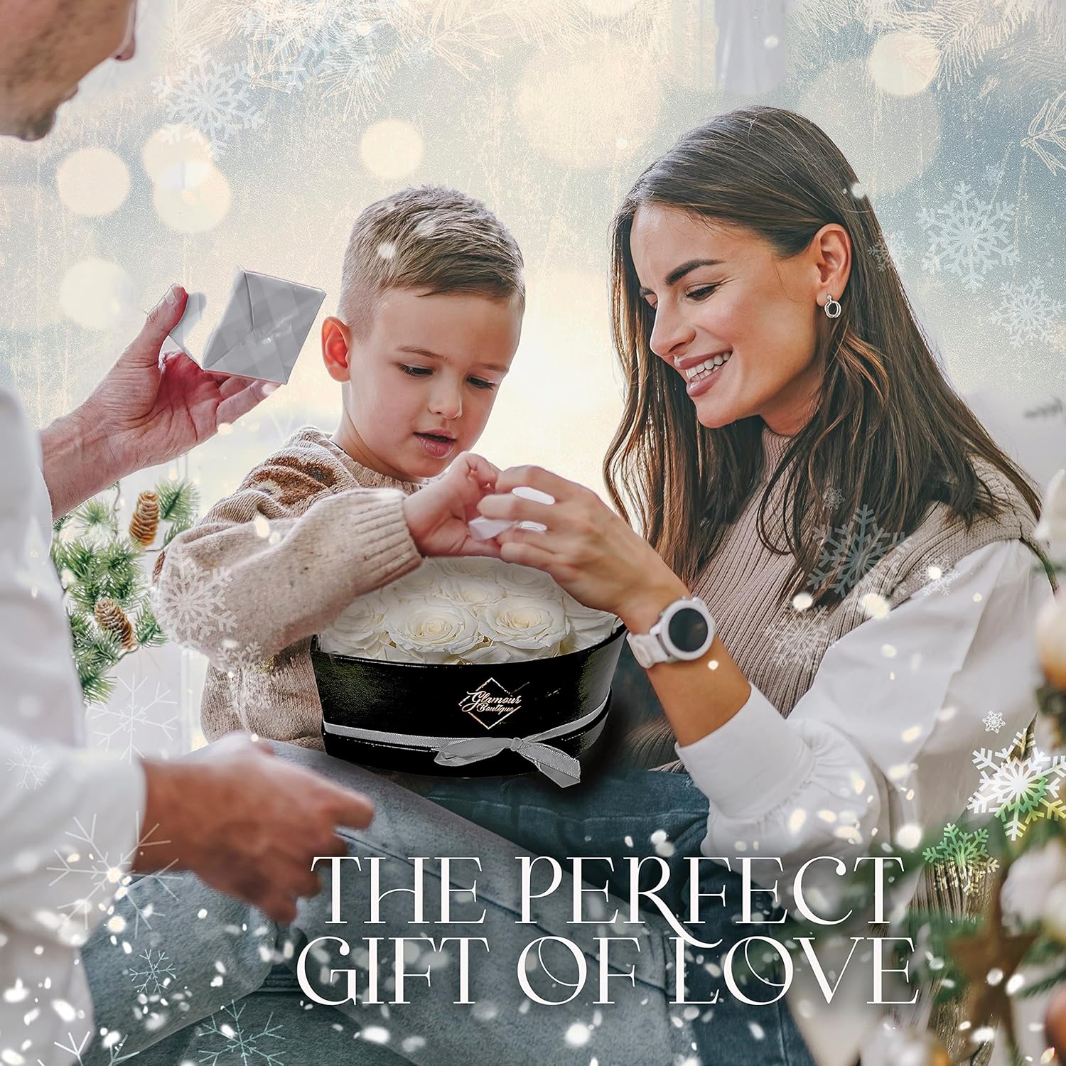 GLAMOUR BOUTIQUE 16 Flower Forever Heart Shape Box, Eternal Preserved Roses Gift for Her, Lasting Flowers, Romantic Floral Keepsake for Birthday, Anniversary or Valentine’s Day, White (Color-Treated) - Image 3