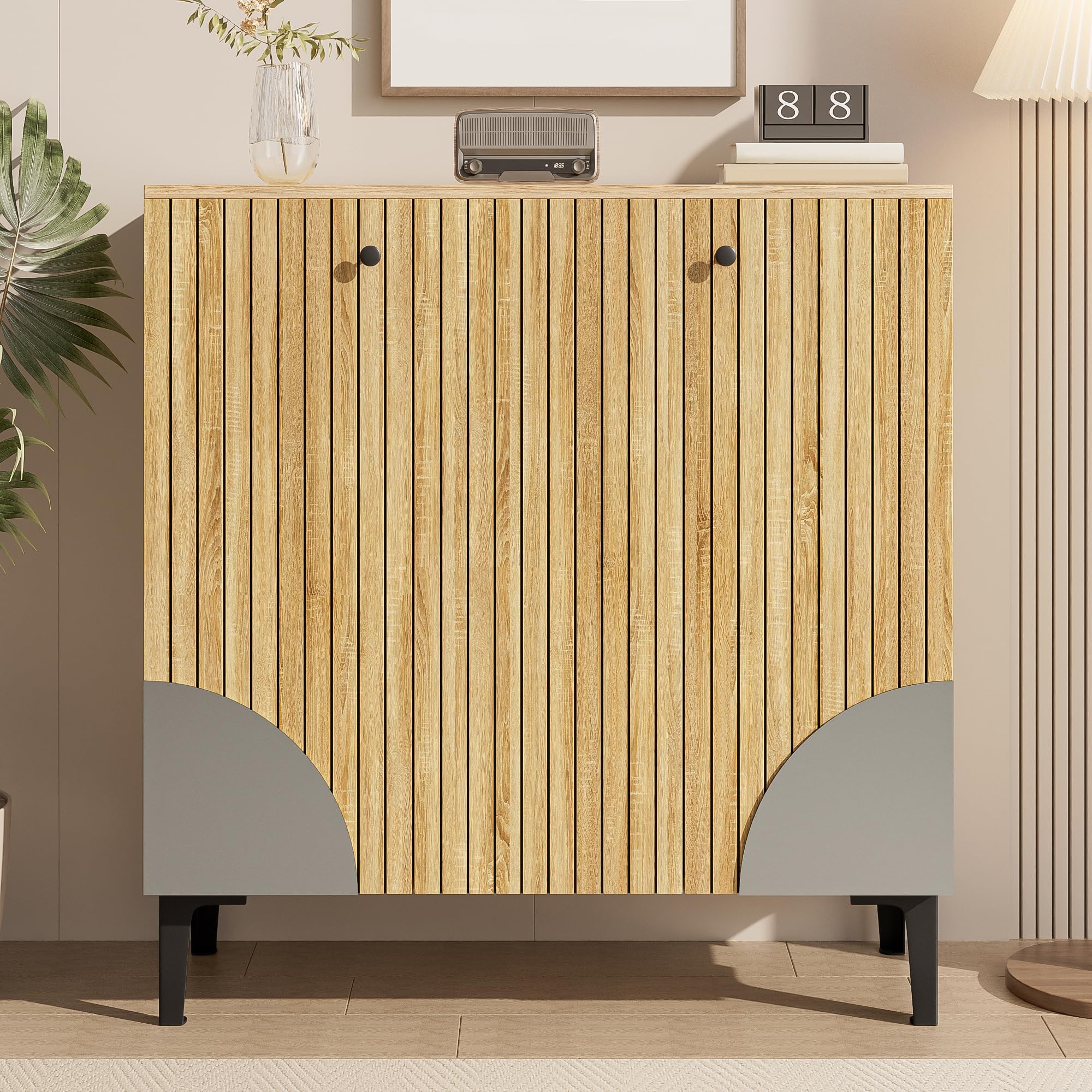 Zapatero 90 x 32 x 94 cm, color madera – 3 puertas para muebles de