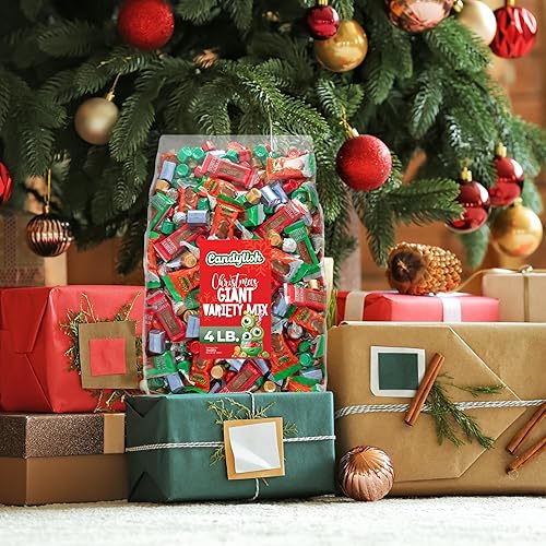 Miniatura 7 de Caramelos de Navidad  Surtido de 4 libras envueltos individualmente con árboles de mantequilla de maní, barras de chocolate de Papá Noel, besos y