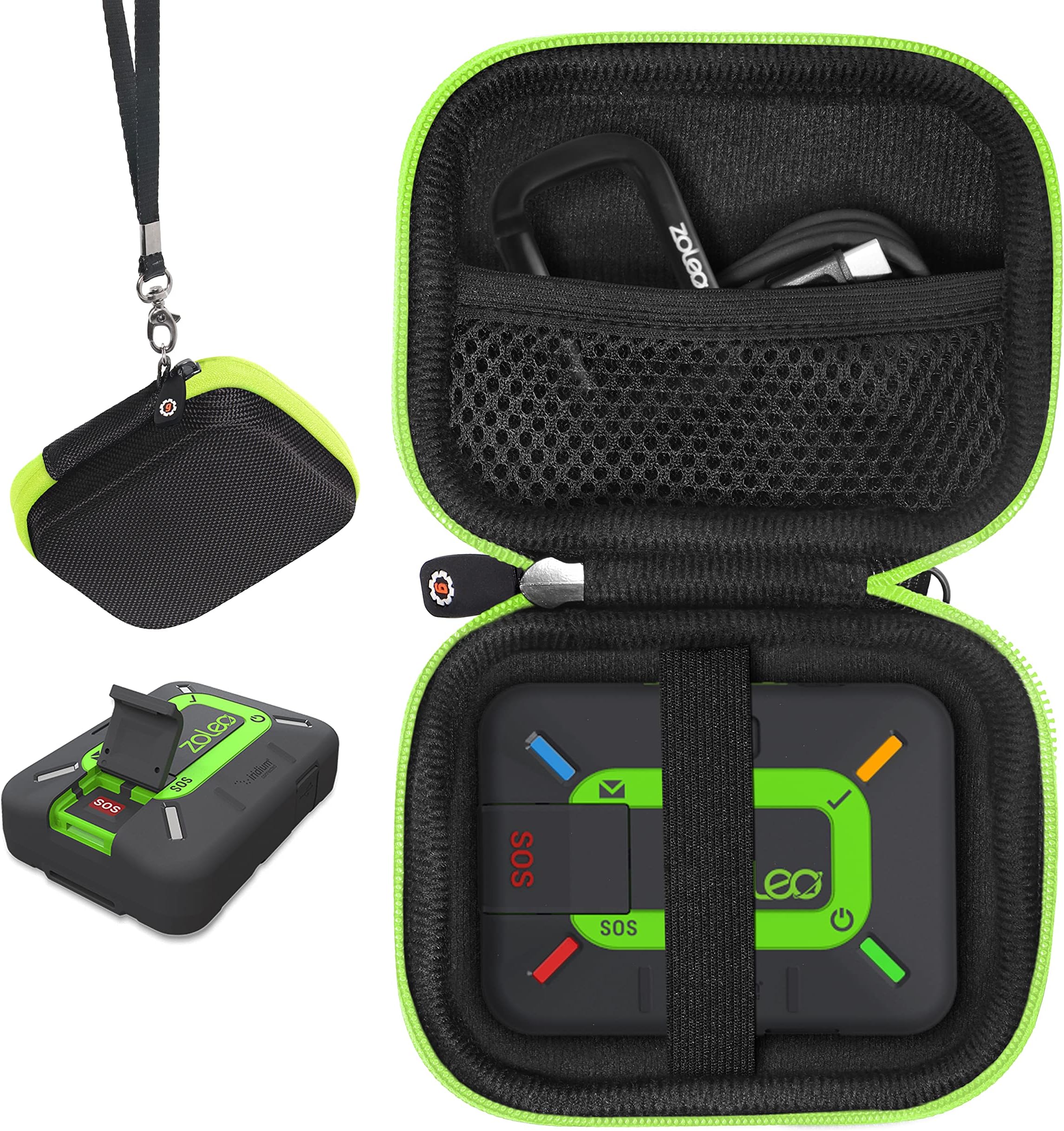 getgear Case for ZOLEO Satellite Communicator, Designed case with Size and Shape Matching, Black case Contrasted with Green Zip