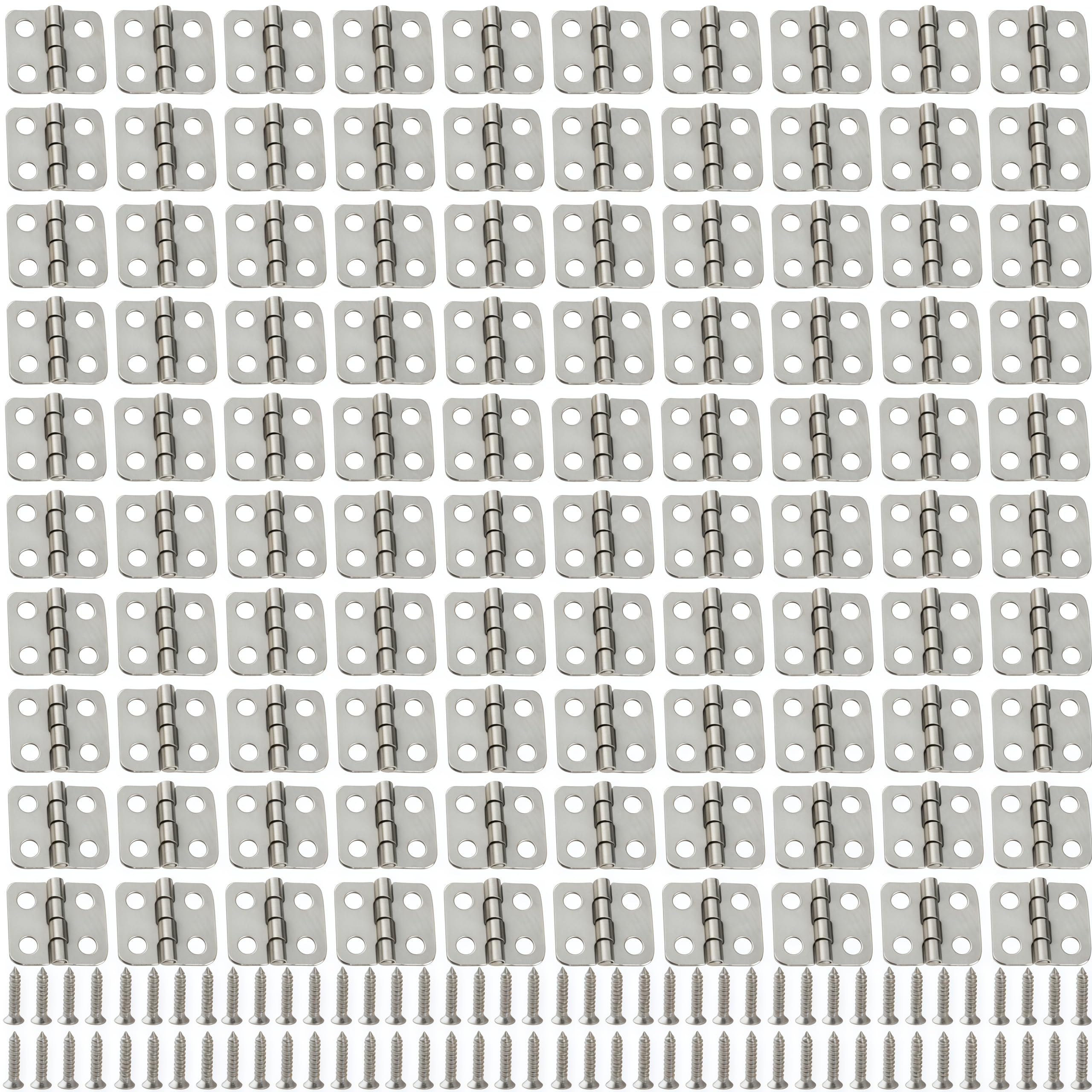 Vbnexyr Silver Folding Hinge 100 Piece Pack Of 0.47 X 0.5 Inch Iron Mini Hinged Cabinet/Box Case/Bag Accessories