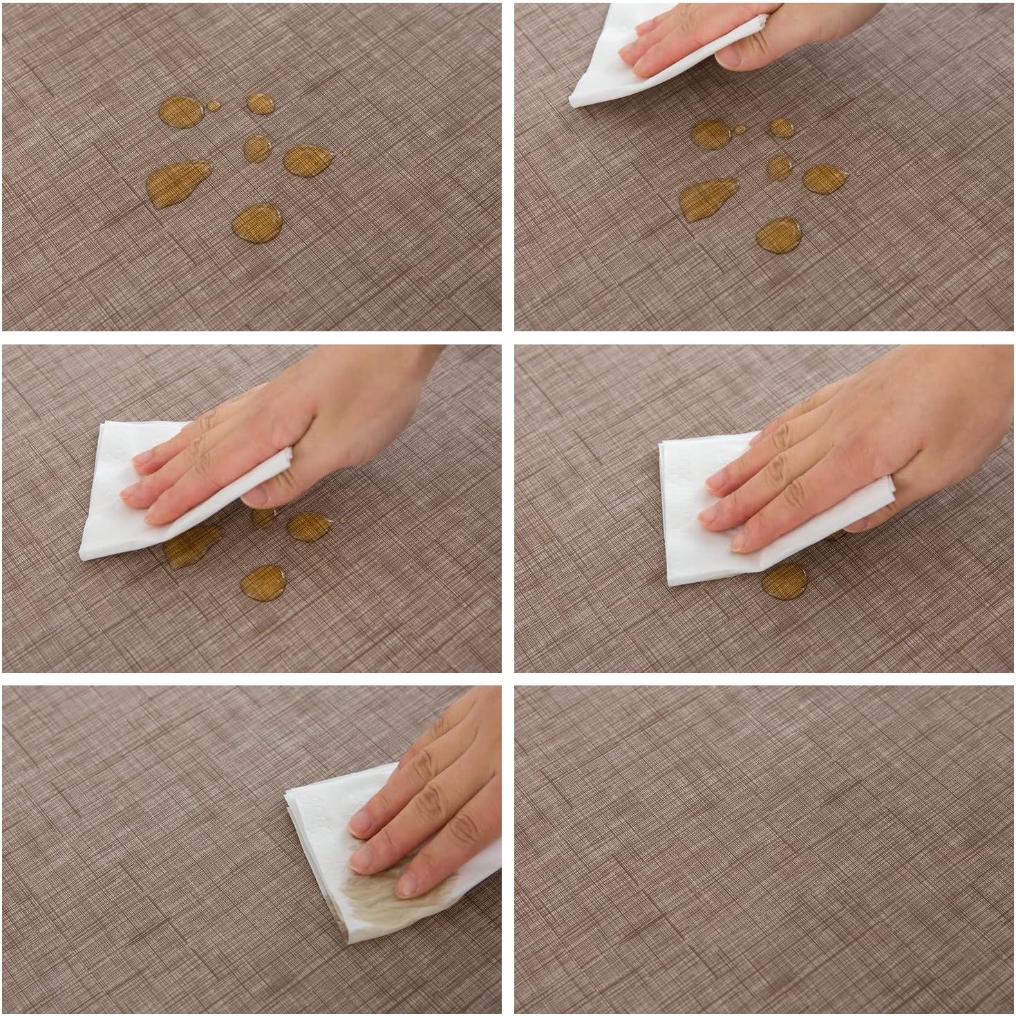Pioggia Vinyl Tablecloth with Flannel Backing Rectangle Waterproof Oil-Proof Plastic Table Cloth Wipeable PVC Table Cover for Indoor and Outdoor (Linen, 60 x 120 Inch)