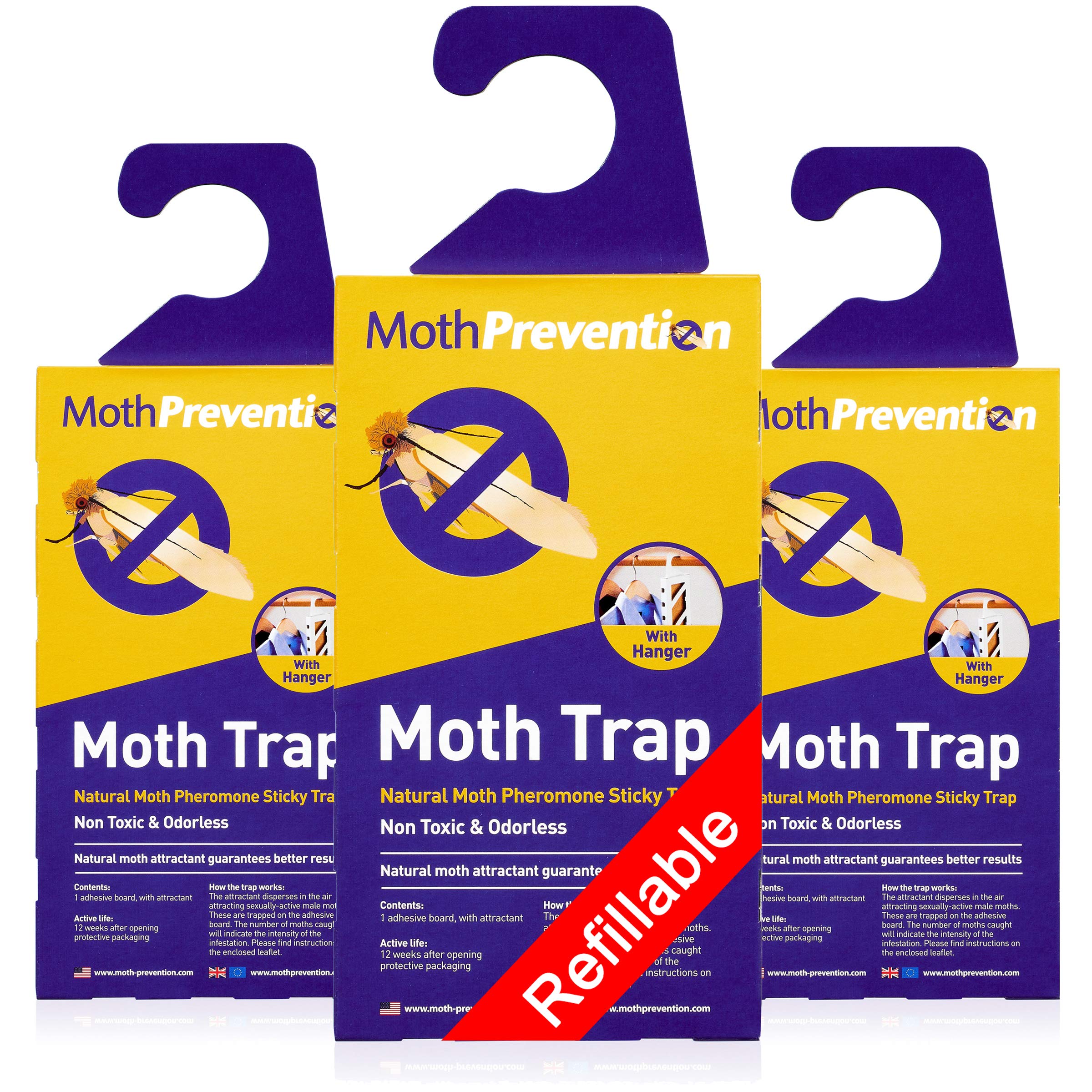 MothPrevention Powerful Moth Traps for Clothes Closets Moths Refillable Clothes Moth Trap 3