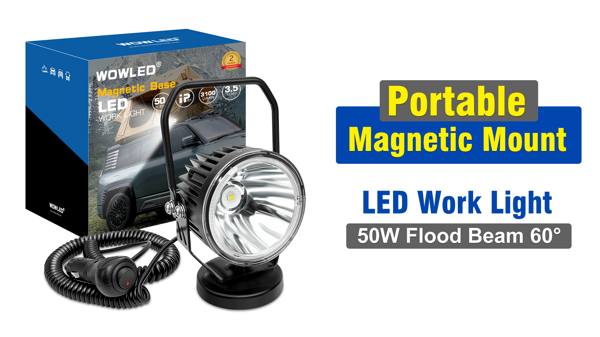 Amazon.com: WOWLED Magnetic LED Work Light 12V, 50W 3.5 Inch