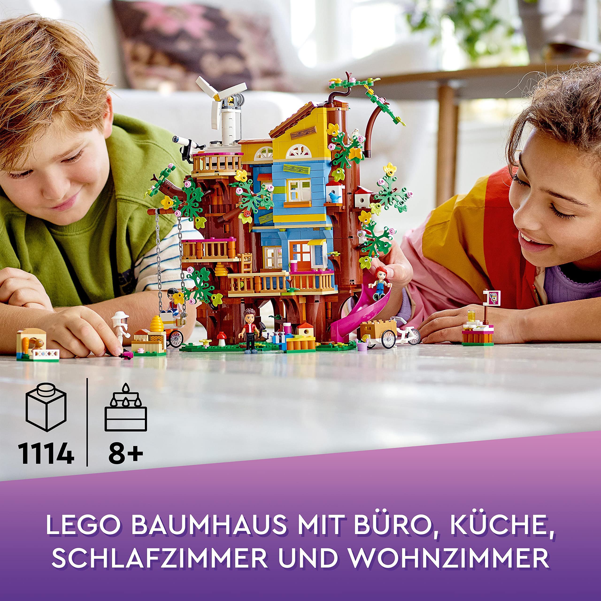 LEGO 41703 Friends Freundschaftsbaumhaus mit 5 Mini-Puppen und Tier-Figur, Natur-Lernspielzeug für Mädchen und Jungen ab 8 Jahren, Spielzeug-Haus in Heartlake City, Geschenk für Kinder