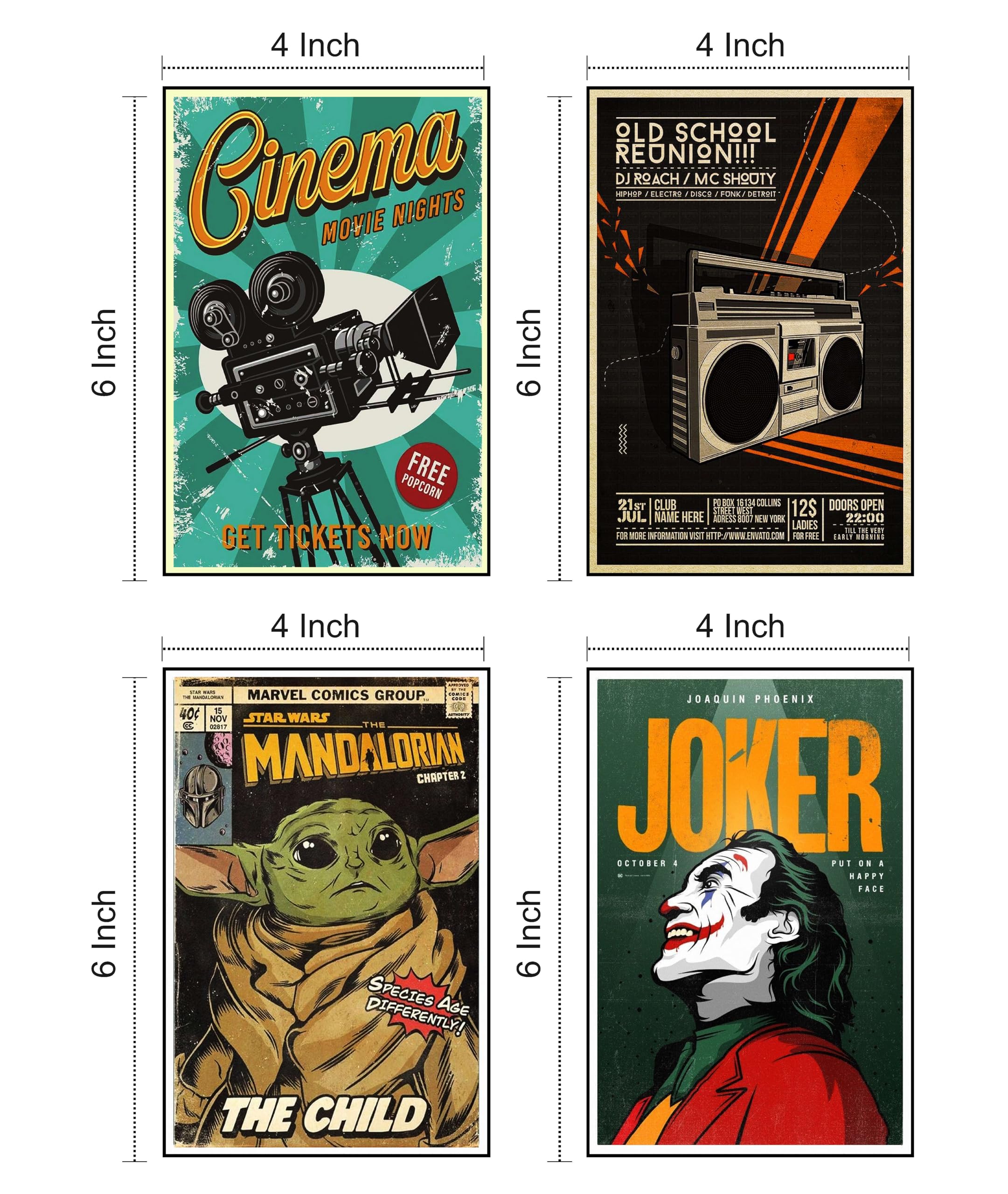KARTMEN Paper Pack Of 12 Vintage Wall Collage Kit For Bedroom, Living Room, Office - 4 X 6 Inches - Glue Dots Included