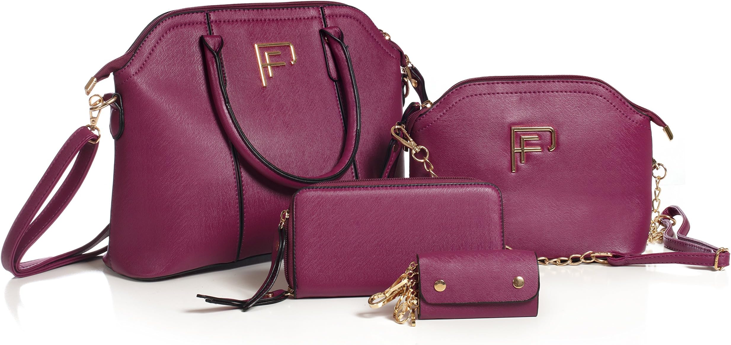 Women's Elegant Handbag - PU Leather Top Handle Zipper Tote Purse With Designer Logo Emblem - By Pelly Fisher