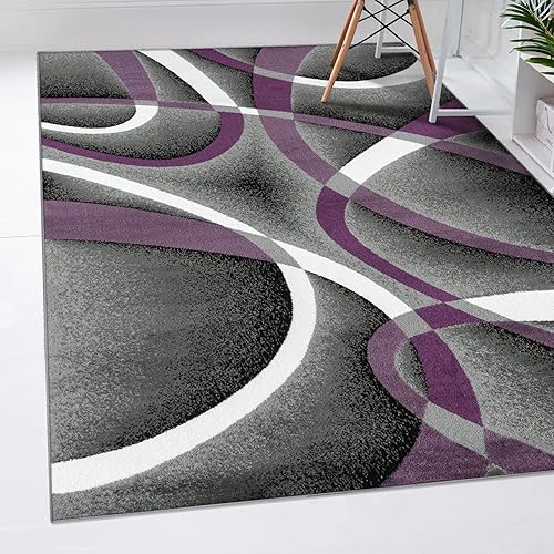 2305 Geometric Abstract Purple 2x7 Area Rugs for Entryway