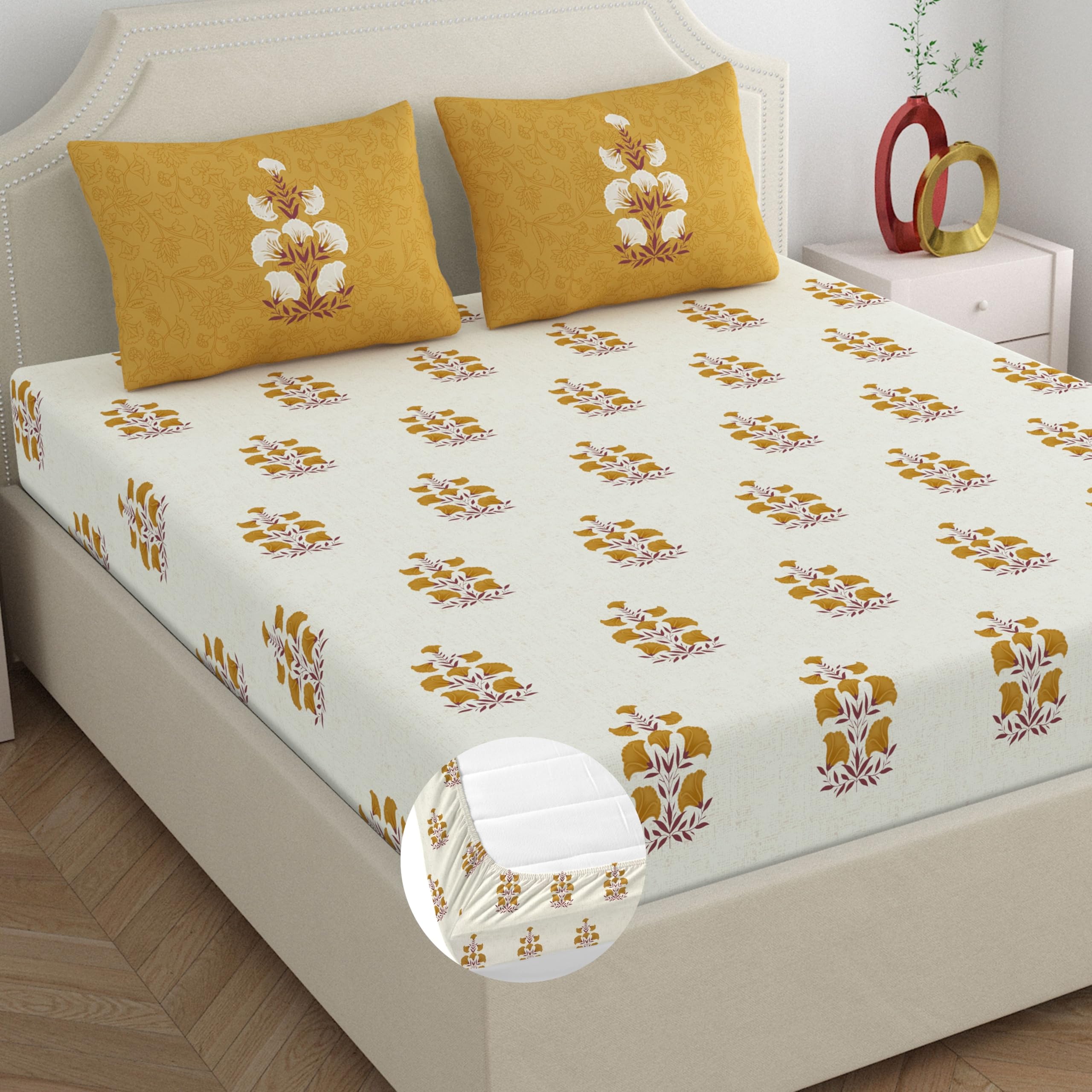 Home Ecstasy King Cotton Bedsheet Set - Light Blue -32