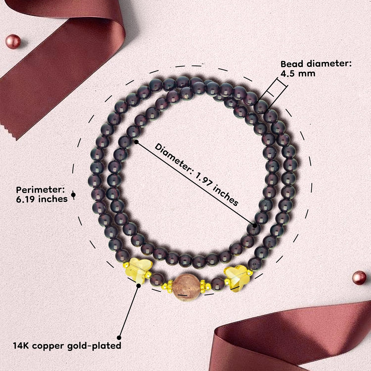 Garnet Bracelet for Women – Red Garnet Jewelry, Healing Crystal Bracelet, Handmade Gemstone Jewelry, Symbol of Love, Happiness & Harmony - Image 2