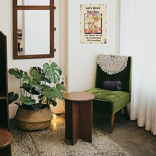 Miniatura 4 de Letrero de metal de los años 70, retro, groovy, hippie, eslogan vintage, motivacional, positivo, citas inspiradoras "Let is Grow Together para