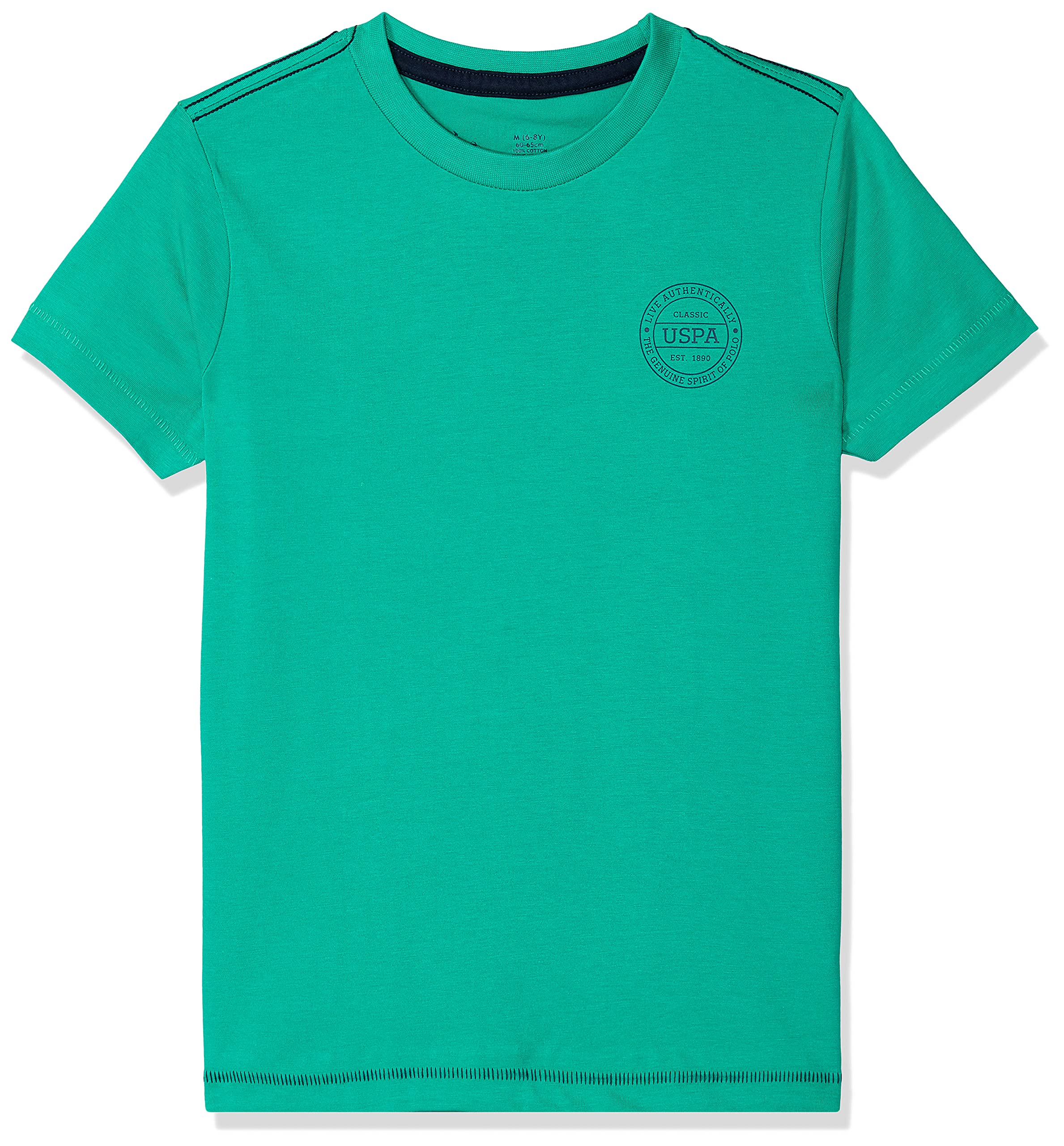 U.S. POLO ASSN. Boy's Ribbed Neck Cotton IKEA Regular Fit T-Shirt (Pack of 1)