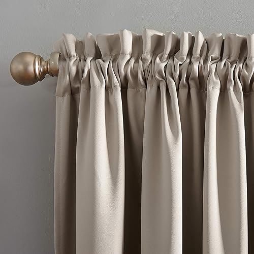 Miniatura 3 de Sun Zero Oslo Panel de cortina de calidad de teatro con bolsillo para varilla totalmente opaco, 52 x 84 pulgadas, piedra