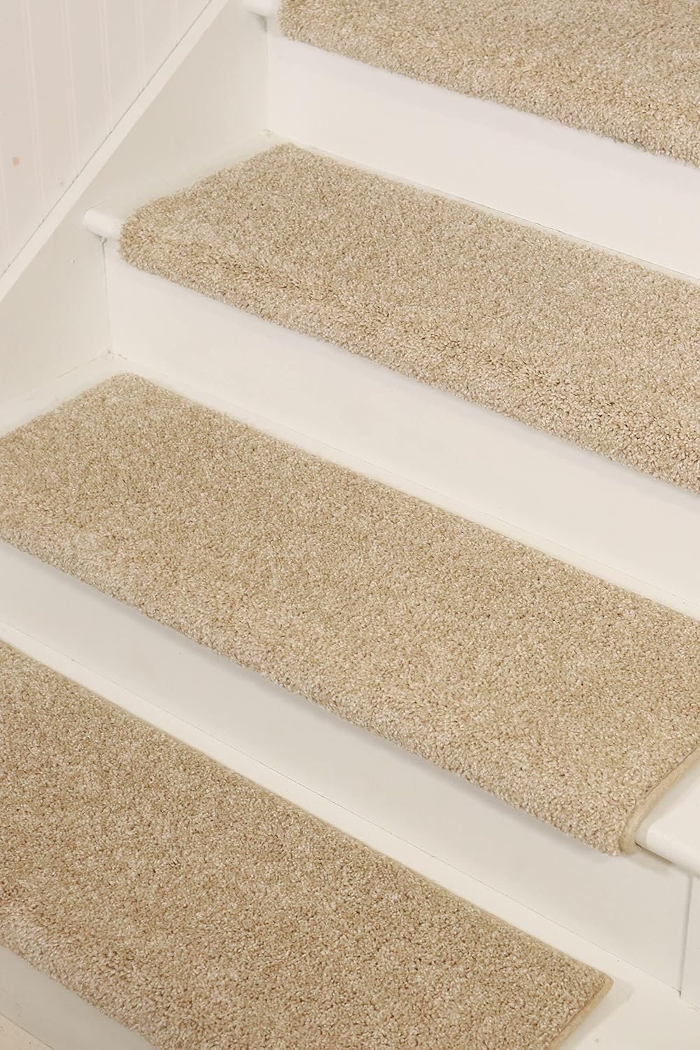 Oak Valley Designs™ Rounded Bullnose Carpet Stair Treads - Anti Slip Indoor Stair Mats for Wooden Stairs, Style: Stoney Brook, Cashmere 27" W X 9.75" D (Set of 14)
