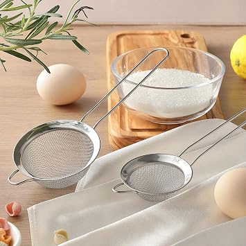 Fine Mesh Strainers, 2 Pack Mini Metal Sieve with Handle for Kitchen Filter