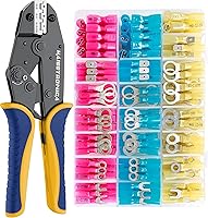 Vista 7 de haisstronica Herramienta de prensado para termorretráctil con 200 conectores a tope de grado marino AWG 22-10 y pelacables