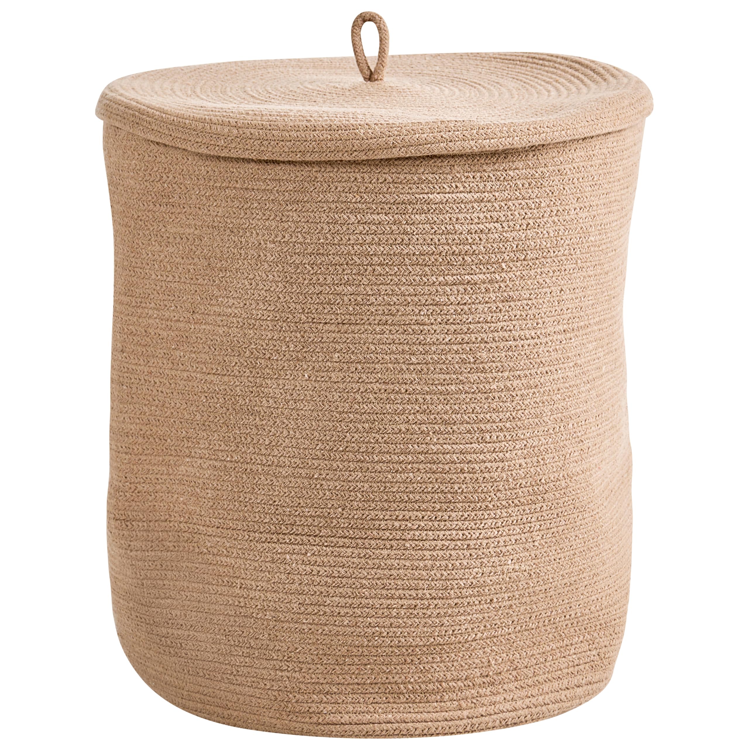Korb 2er Set Baumwolle beige geflochten mit Deckel Boho-Design Silopi