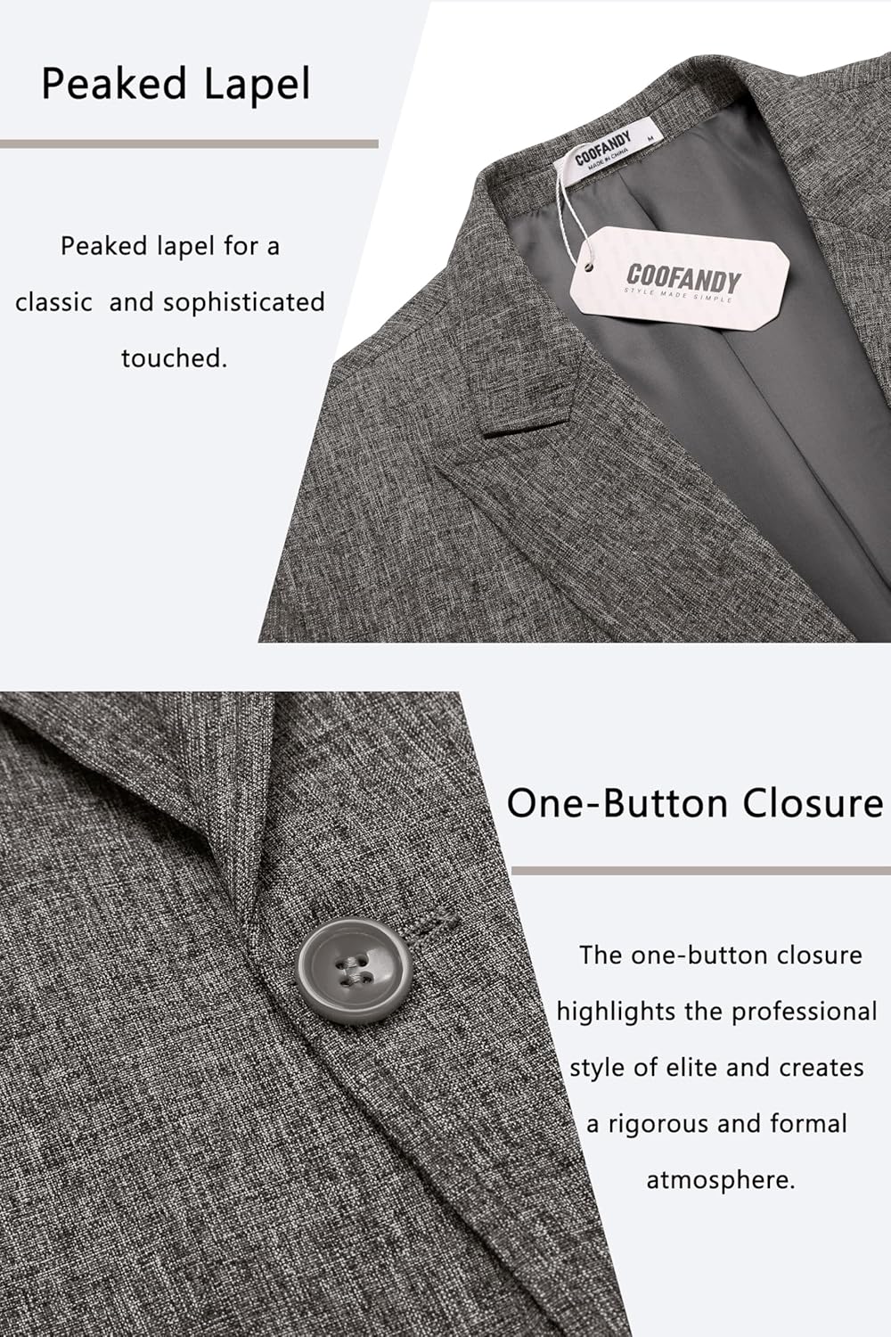 COOFANDY Men's Casual Blazer Slim Fit Sports Coat One Button Business Retro Suit Jackets for Wedding Party - Image 4