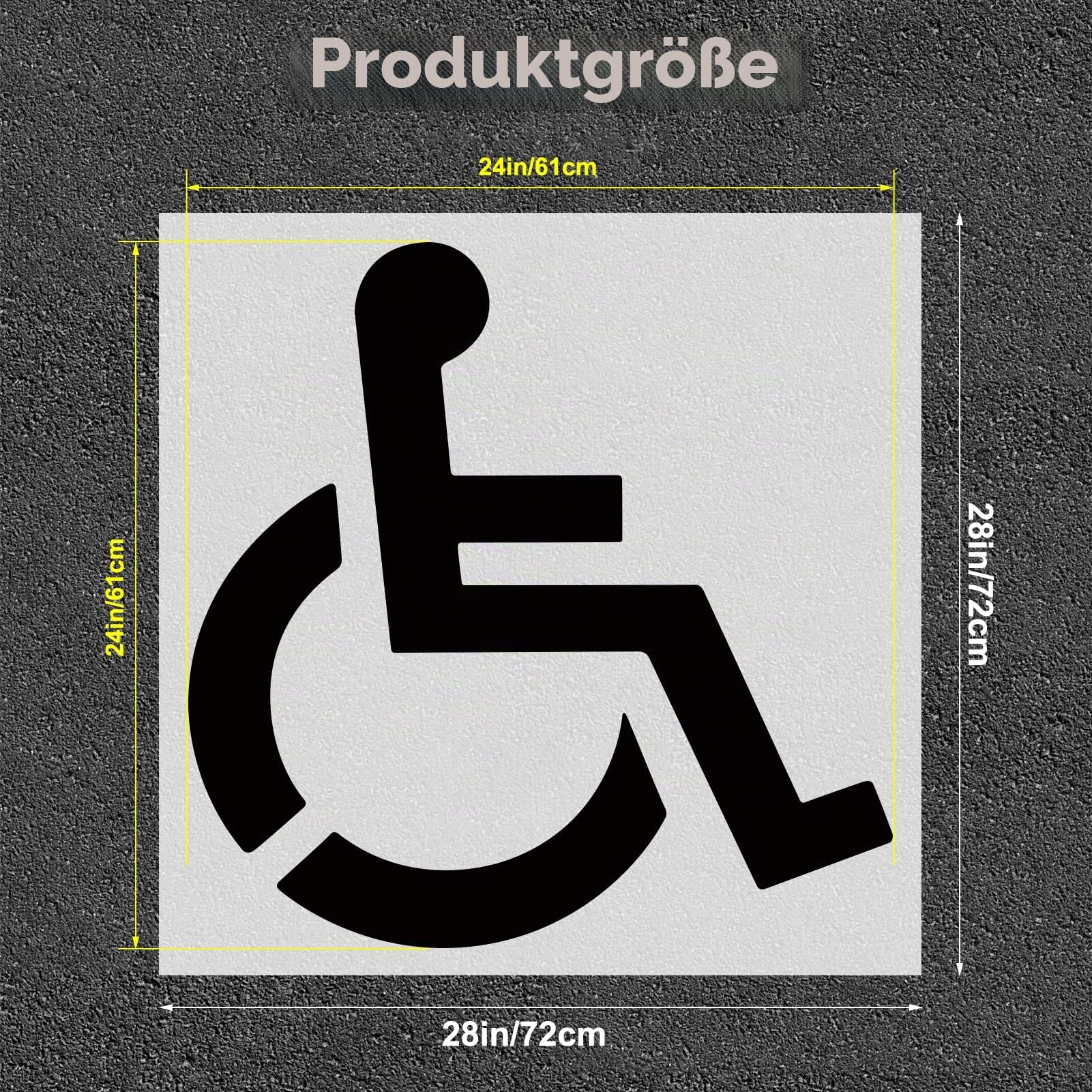 Handicap-Schablone, wiederverwendbar, Silikon-Parkplatz-Schablone, faltbar, für Behinderte, für Garage, Parkplatz, Bürgersteig, Malerei, weiß, durchscheinend, 61 x 61 cm