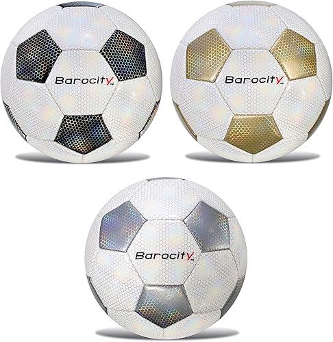 Miniatura 1 de Balones de fútbol para niños Pee Wee  Pelota oficial de primera calidad con patrón hexagonal reflectante de arcoíris, duradera para entrenamiento en