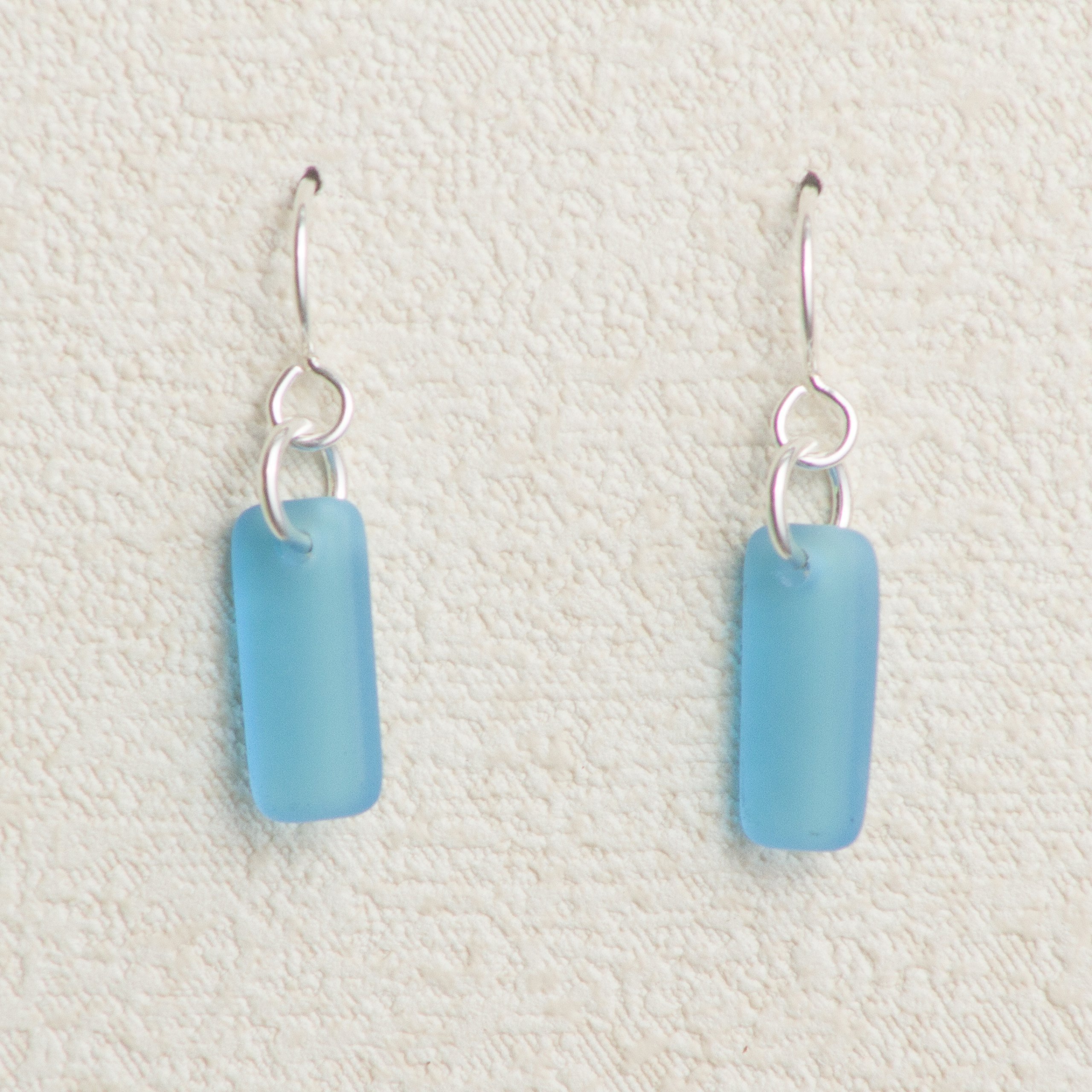 Murmur Sea Glass Earrings (Turquoise) - Sterling French Wire Beach Glass Earrings for Women by EcoSeaCo, using sustainable, recycled and repurposed material. Handmade Jewelry in the USA