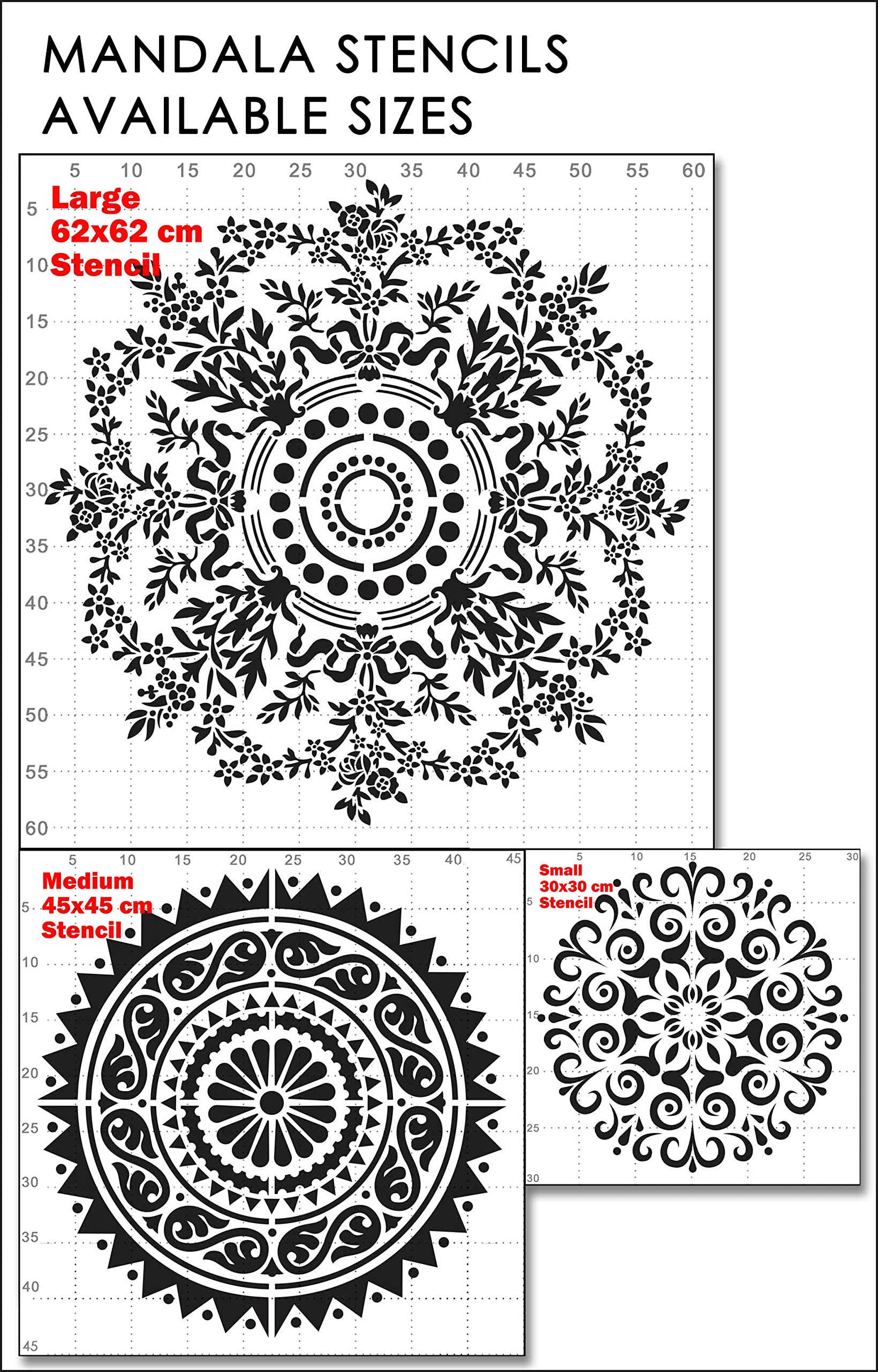 Pochoir mandala pour peinture murale, différentes tailles, modèle de décoration en plastique réutilisable (805, L)