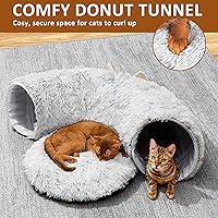 Vista 4 de Túnel para gatos con cama de gato para gatos de interior, suave de peluche de Peekaboo debajo del árbol de Navidad, cueva para gatos