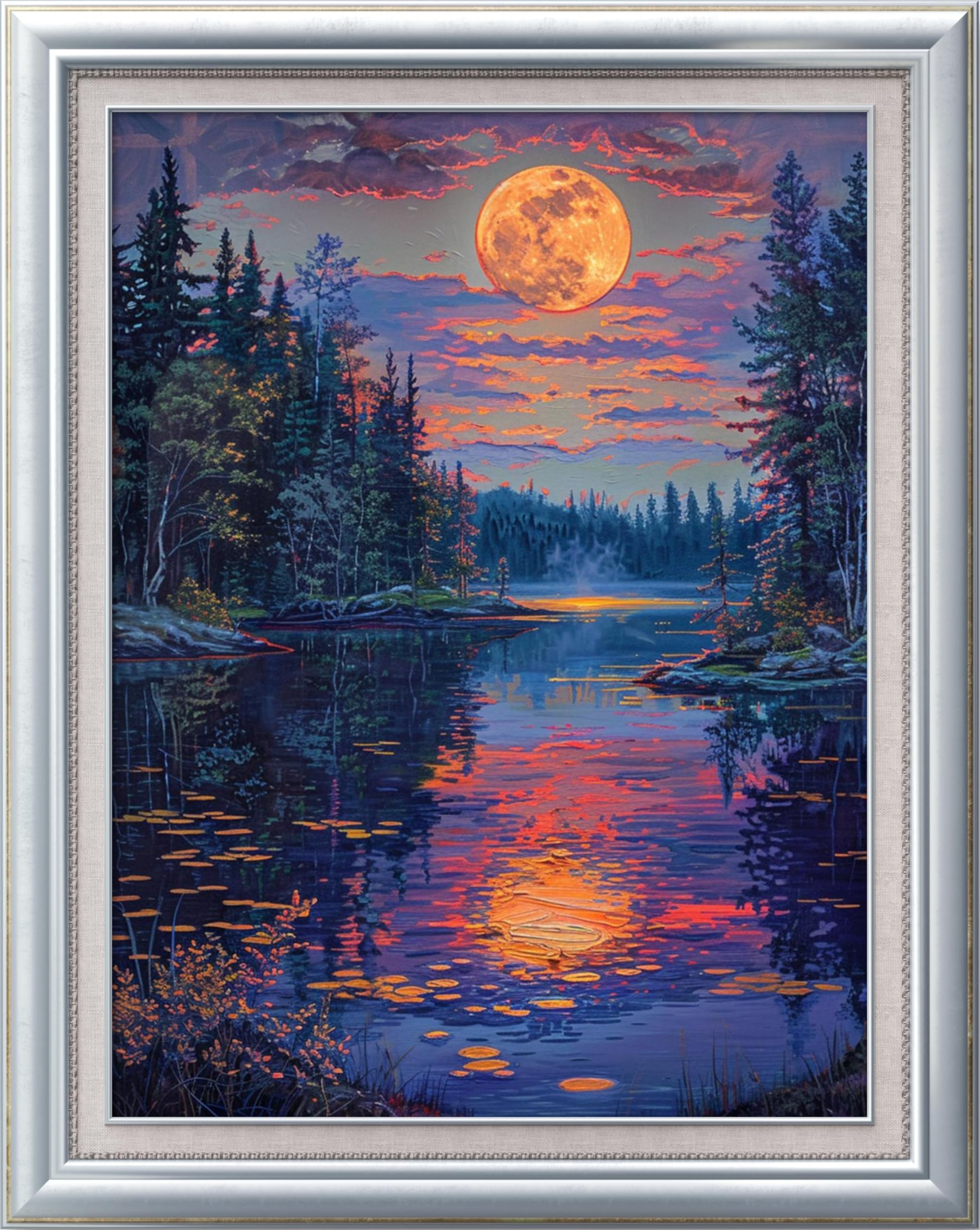 Leczany Cross Stitch Patterns Stamped Kit for Beginners | Embroidery Supplies DIY Craft Kit Needlepoint for Adults Starter | 11CT, 3 Strands | A Beautiful Lake View 15.8x20.9 inches
