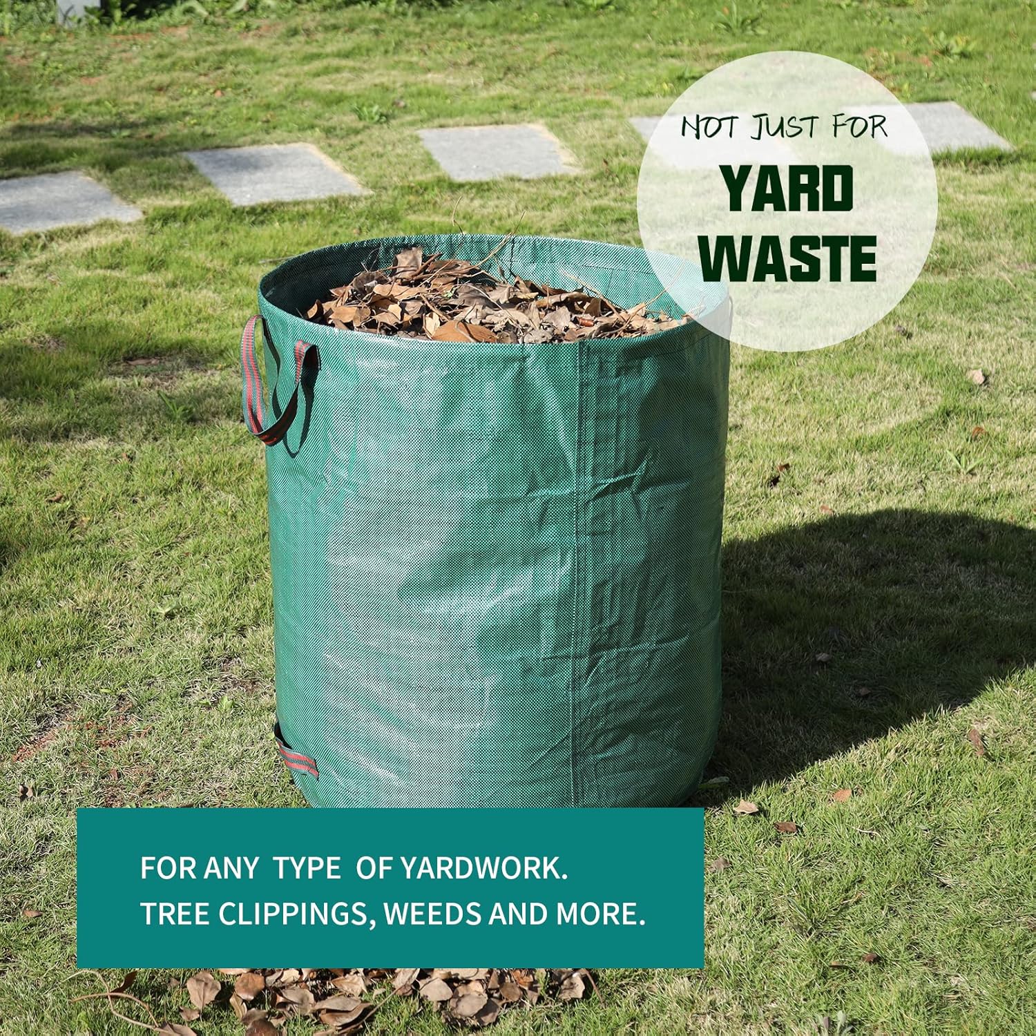 JERIA 6-Pack 72 Gallons Reusable Garden Waste Bags with 4 Handles,Lawn Pool Garden Heavy Duty Waste Bag for Loading Leaf,Trash,Yard Waste Bags (H30" X D26") : Patio, Lawn & Garden