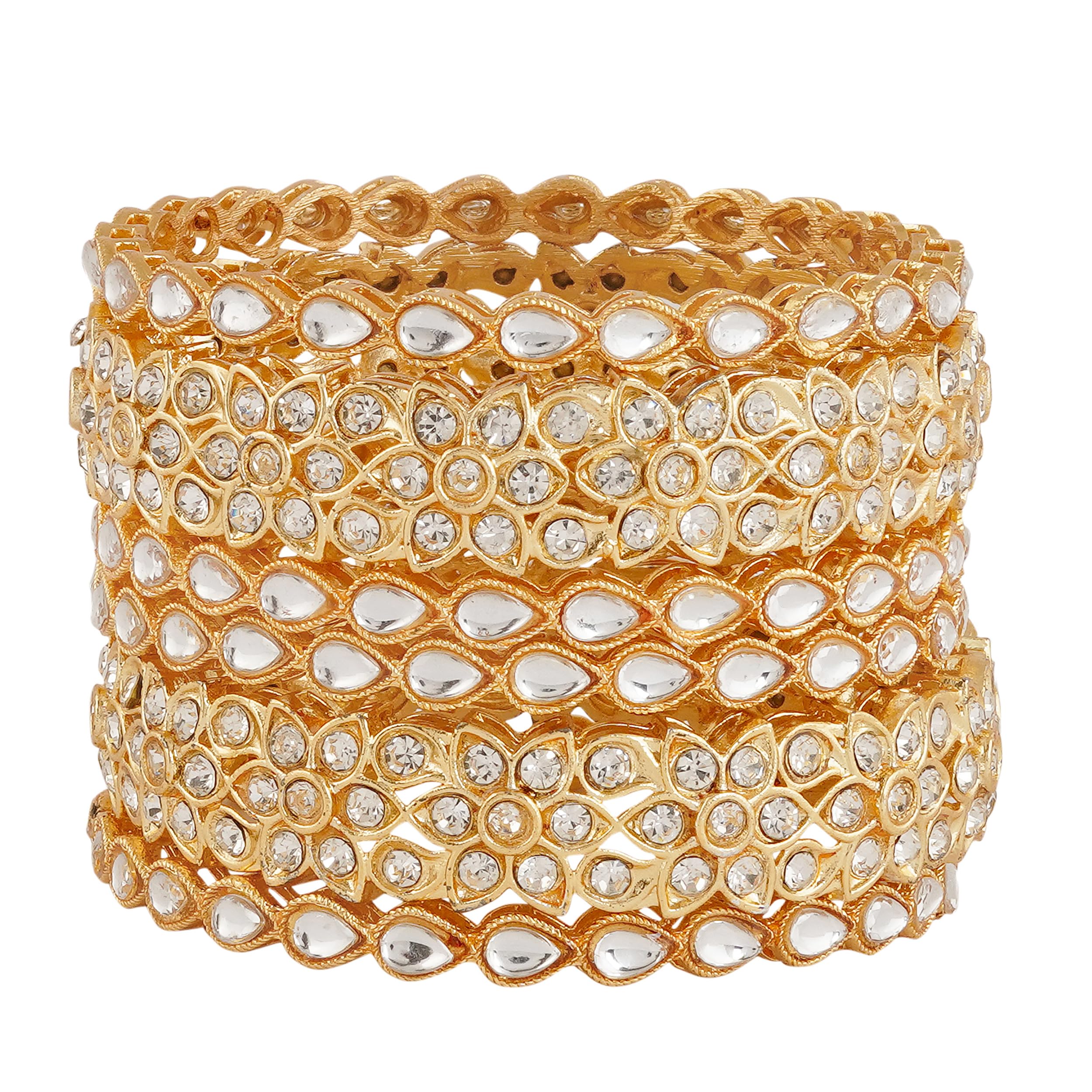 Mansiyaorange Set Of Six Gold Plated AD Kundan Stones Bangles Bangdi Chudi For Women(3.0) (B0CM24HXSY) Amazon Price History, Amazon Price Tracker