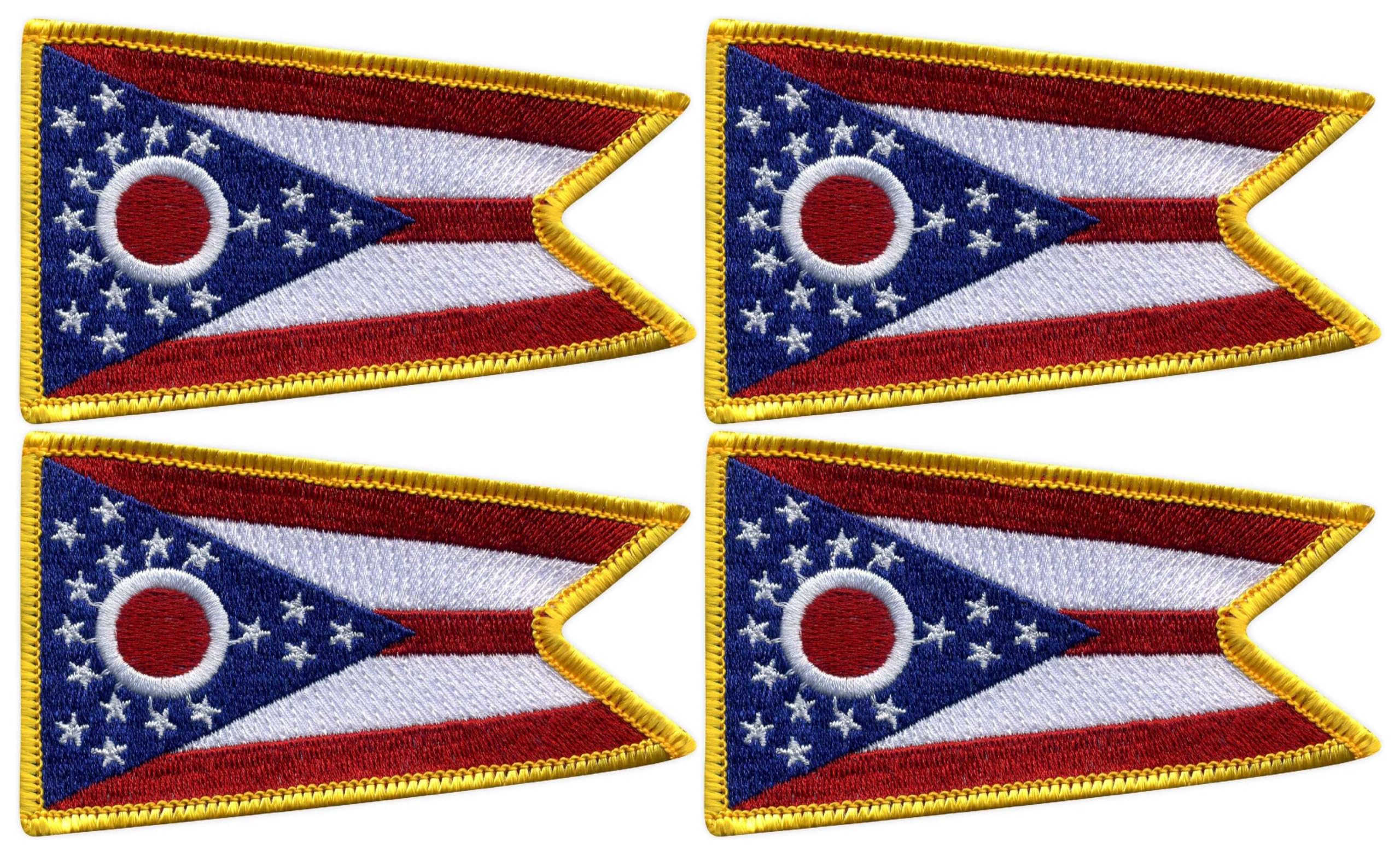 Écusson brodé drapeau de l'Ohio noir velcro lot de 4 patchs anti-effilochage