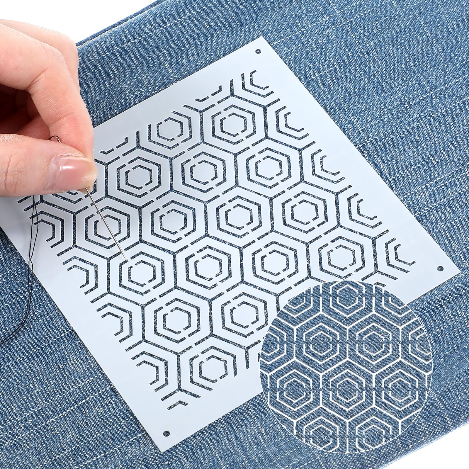 Sashiko Stencil Set - 8 Reusable Templates -7