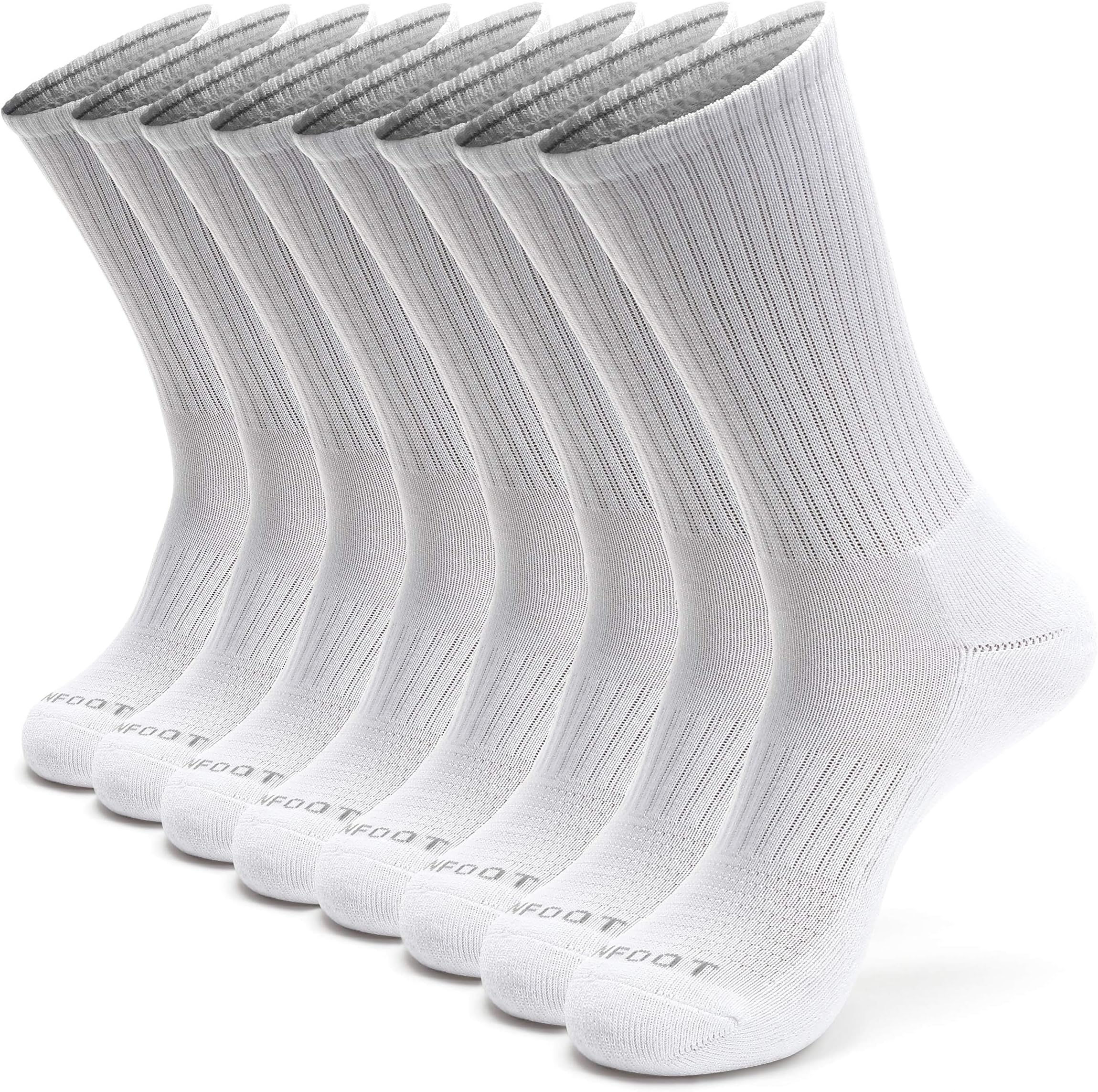MONFOOT Women's and Men's 3-8 Pairs Athletic Cushion Crew Socks Multi
