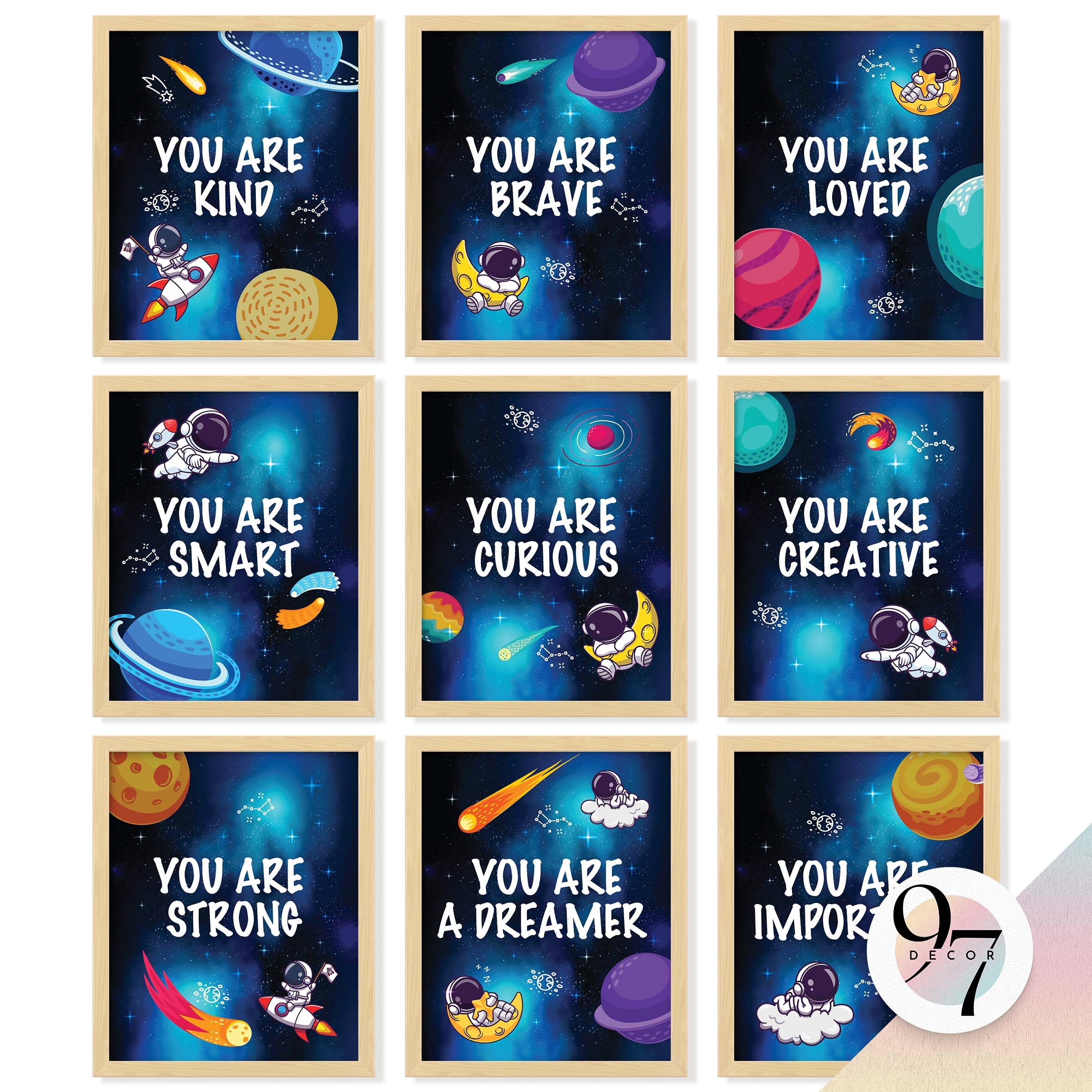 97 Decor Space Decor For Boys Room - Space Poster For Kids Room Spaces Wall Art Prints, Baby Boy Nursery Wall Arts, Astronaut Pictures Toddler Rooms