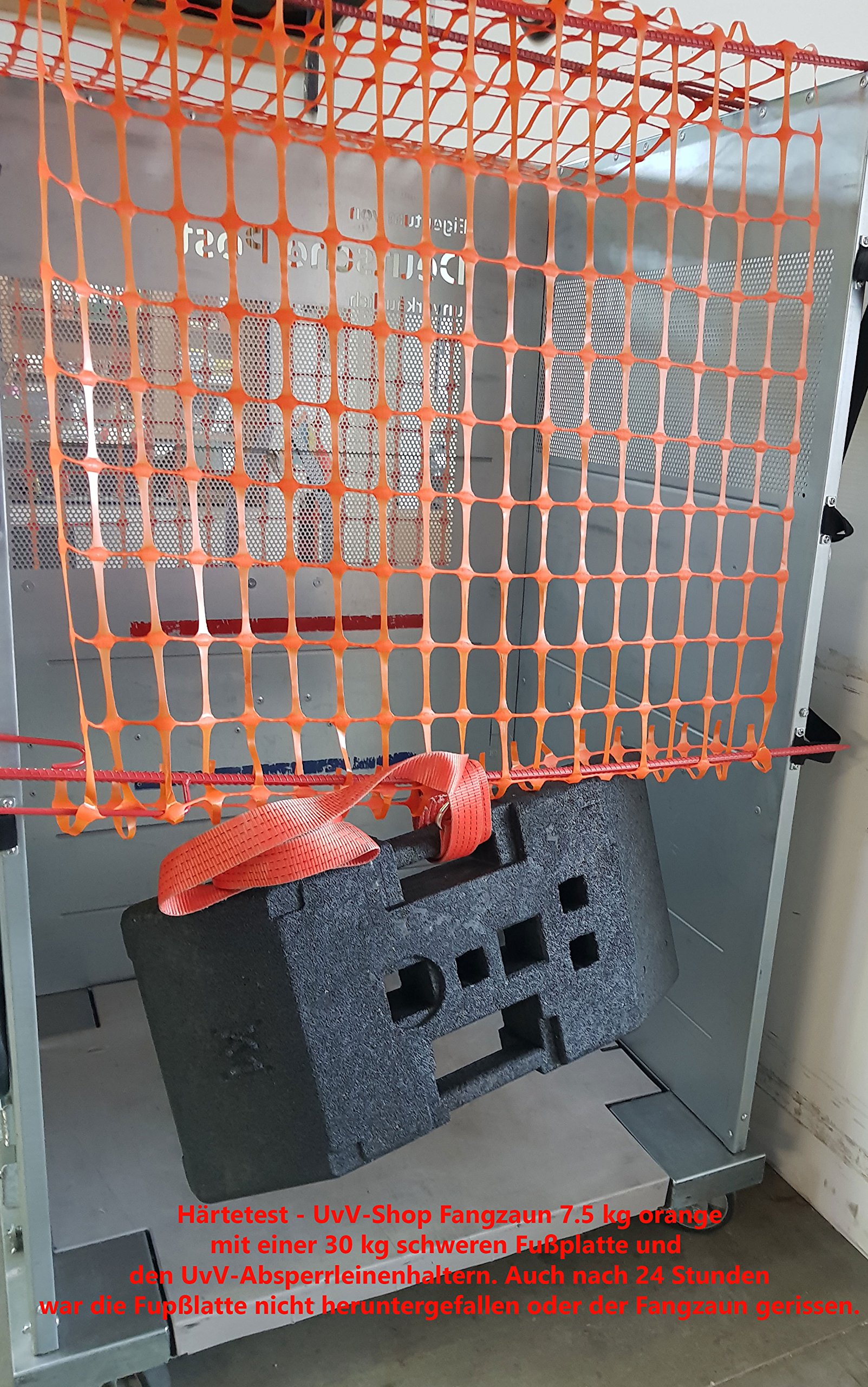UvV XXL Fangzaun, Bauzaun orange 12,5 kg 50 m Rolle extrem reissfest, Kunststoff Fangzaun - extra schwer - Gitterzaun, Schutzzaun, Warnzaun 2. Wahl etwas verblichen.