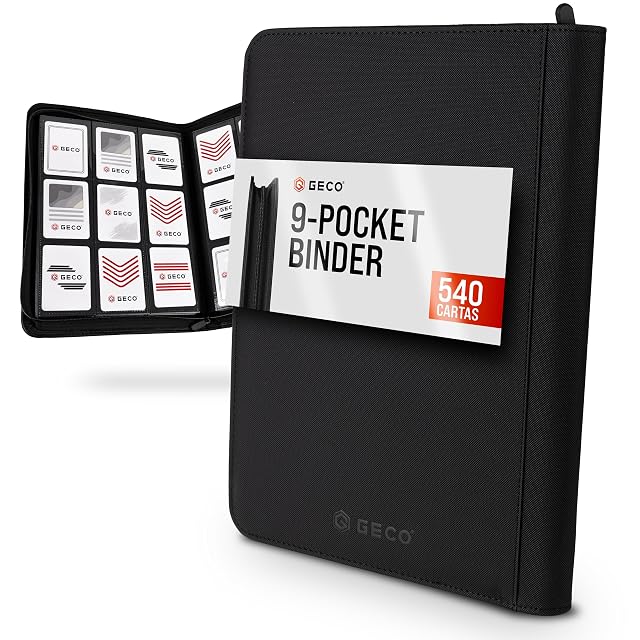 GECO Álbum Cartas Coleccionables 9 Bolsillos Premium con Cremallera - 540 Cartas